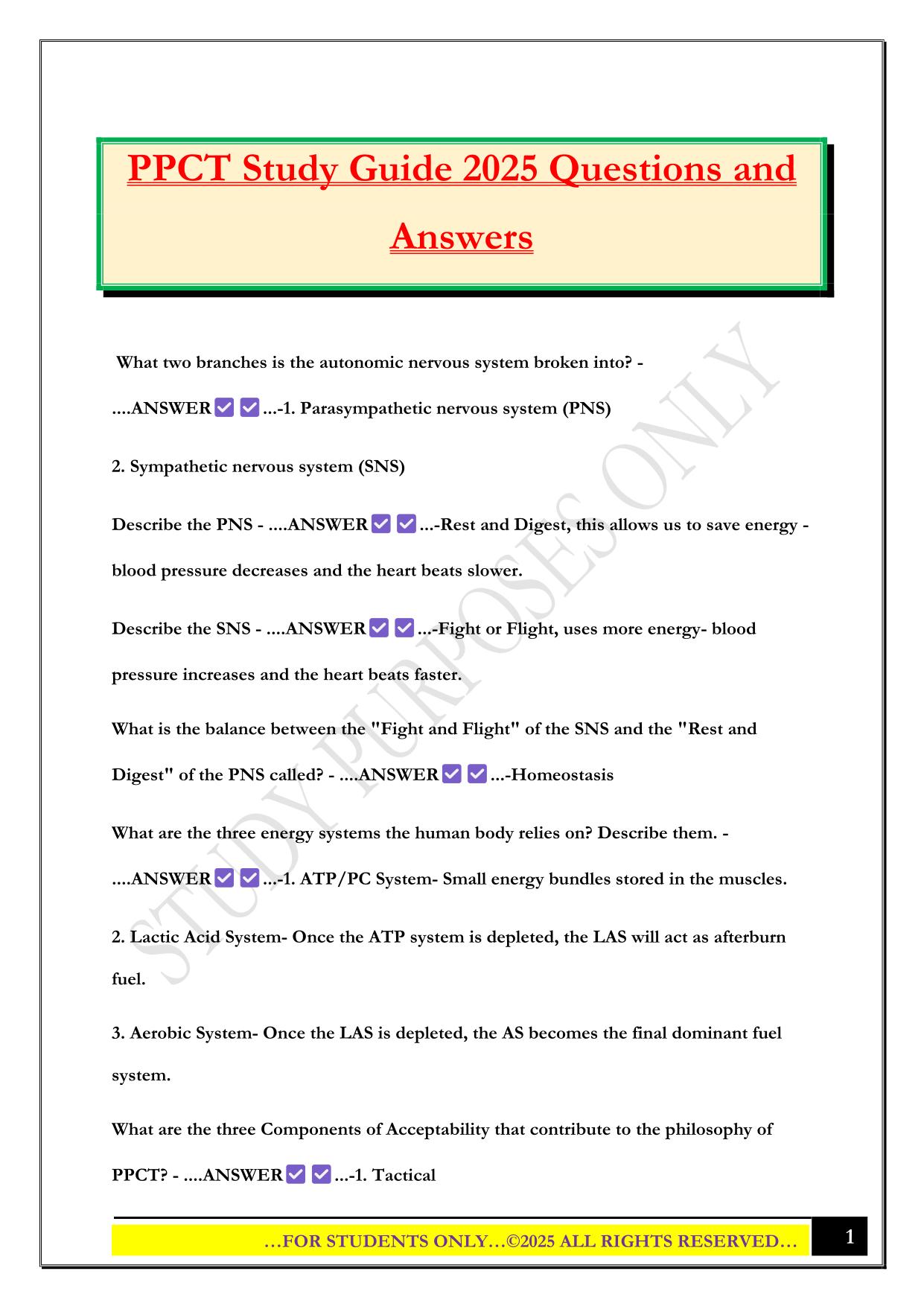 PPCT Study Guide 2025 Questions and Answers