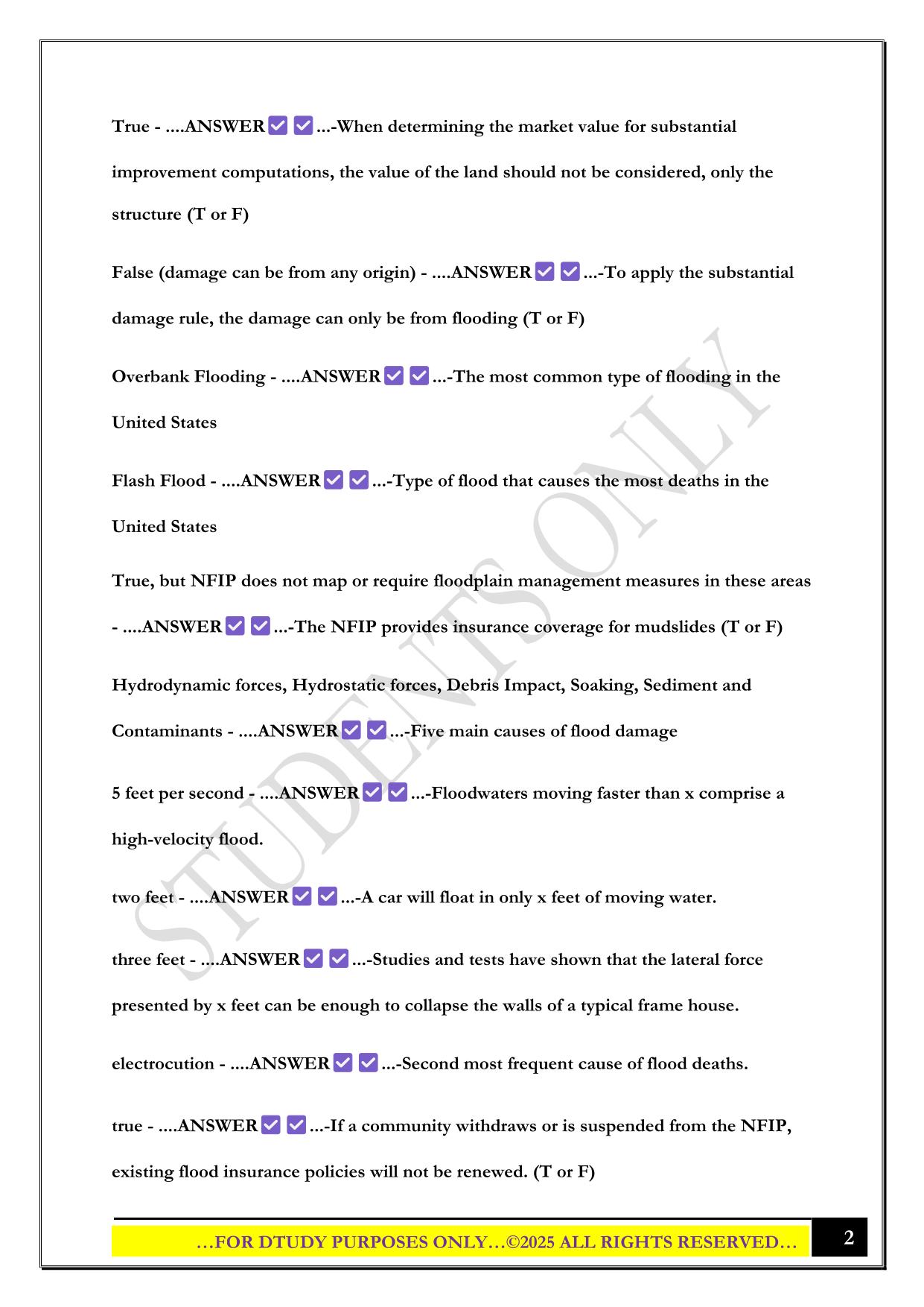 FLOODPLAIN MANAGER EXAM 2025 QUESTIONS AND ANSWERS