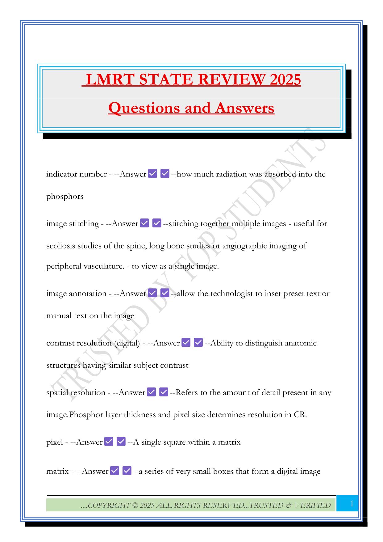 LMRT STATE REVIEW 2025 Questions and Answers