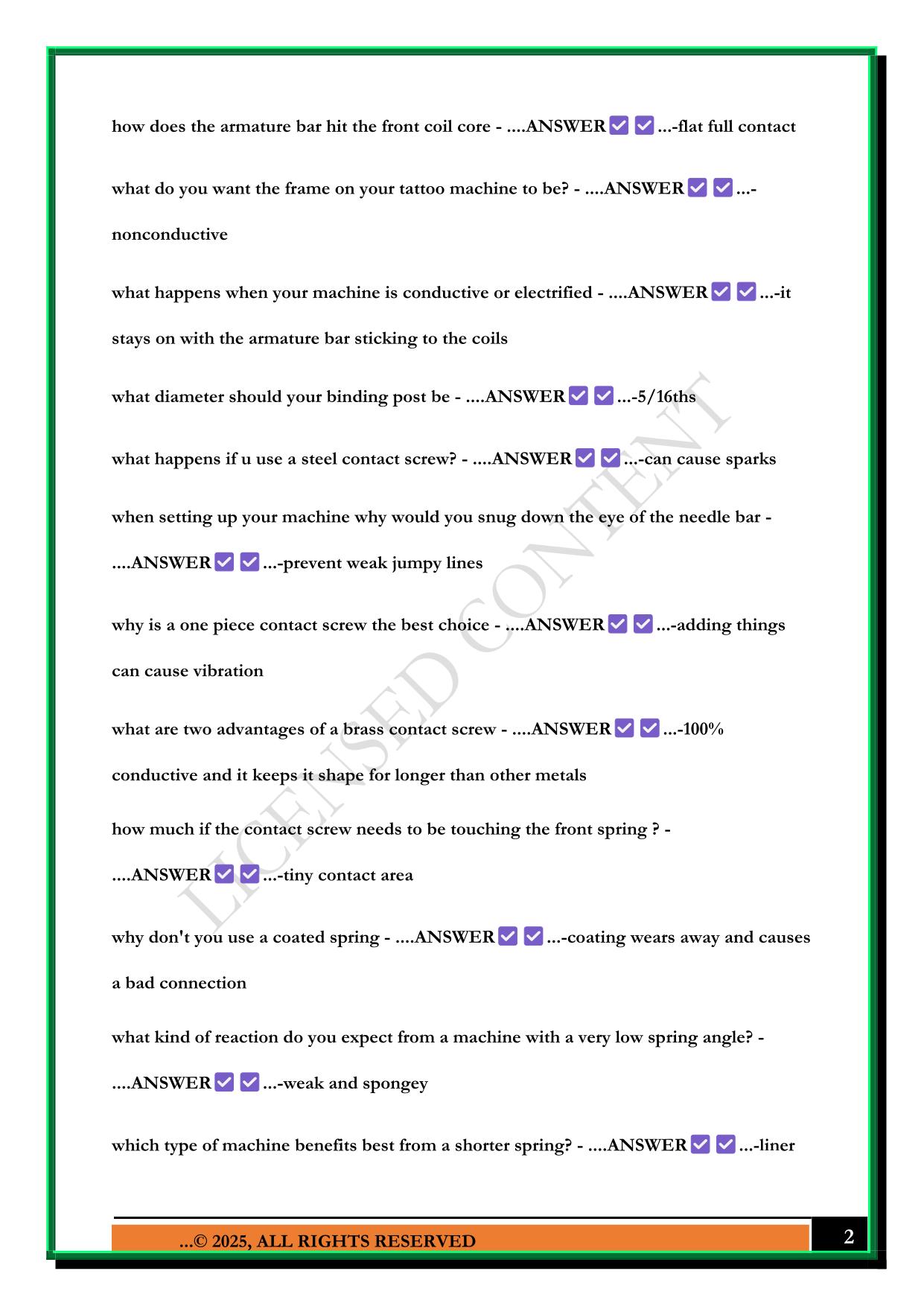 OREGON TATTOO LICENSE EXAM 2025 QUESTIONS AND ANSWERS