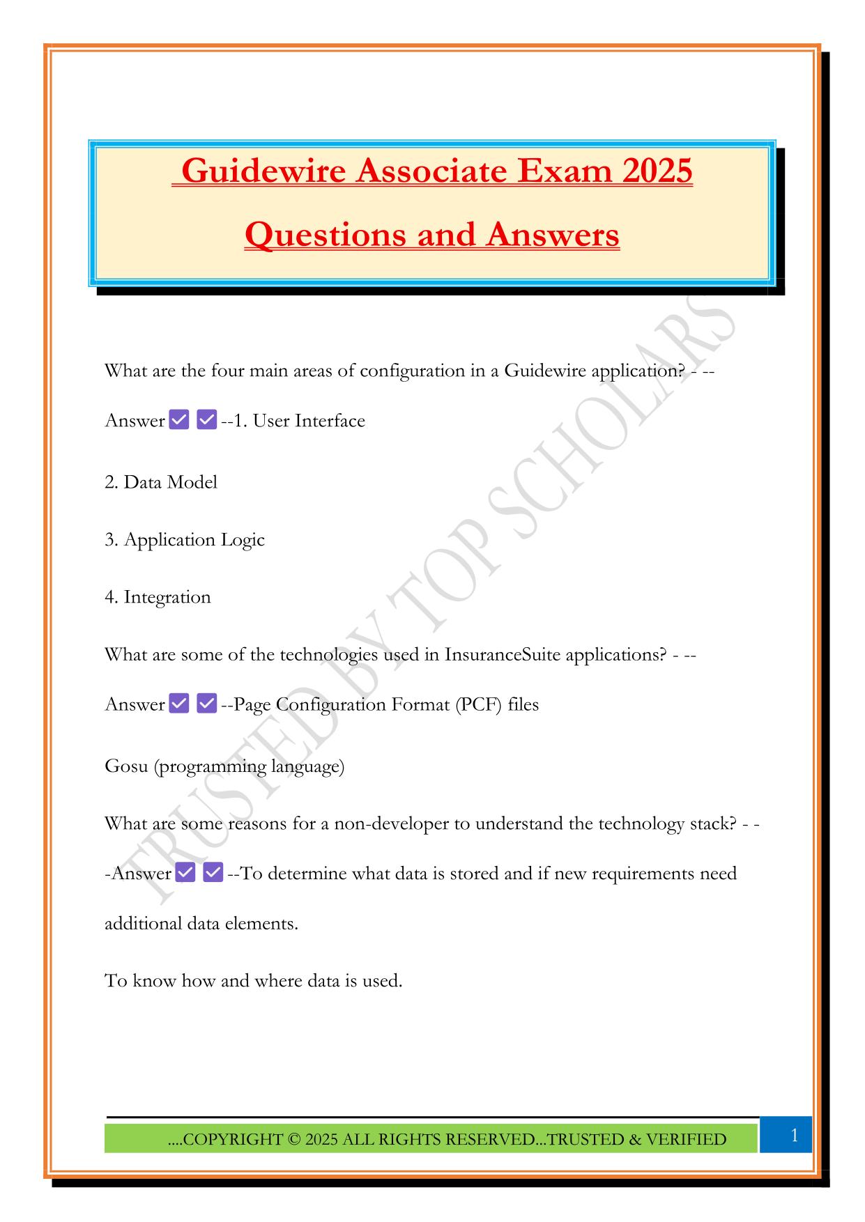 Guidewire Associate Exam 2025 Questions and Answers