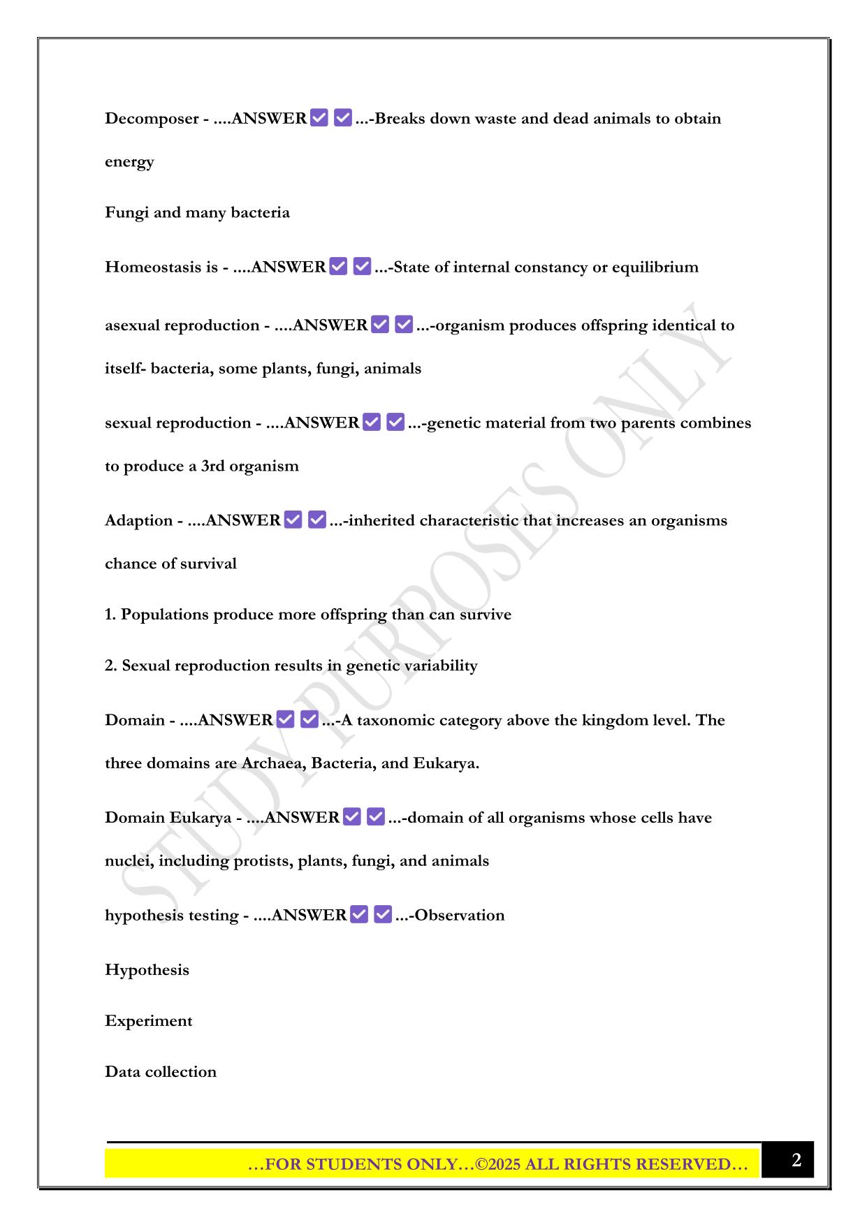 Biology 100 exam chapters 1-4 2025 Questions and Answers