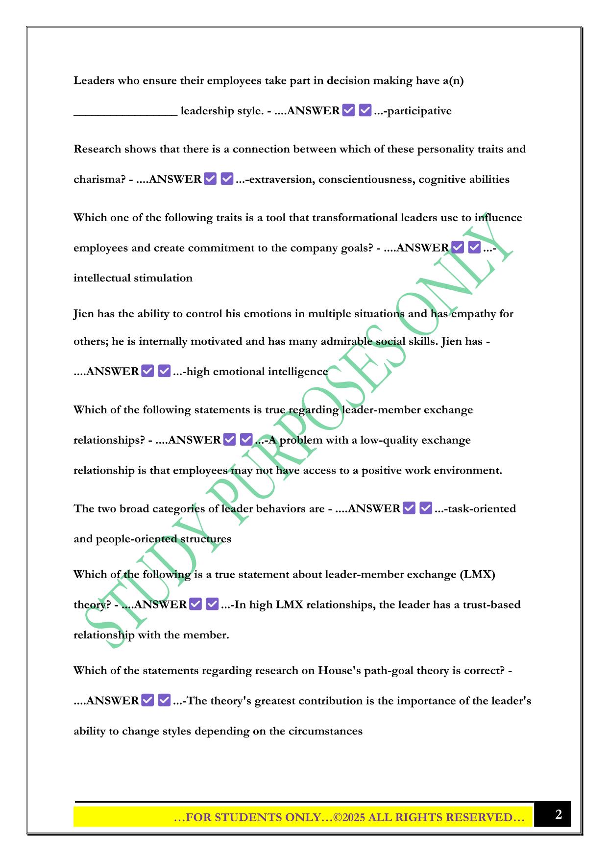 BMGT Exam 2 2025 Questions and Answers