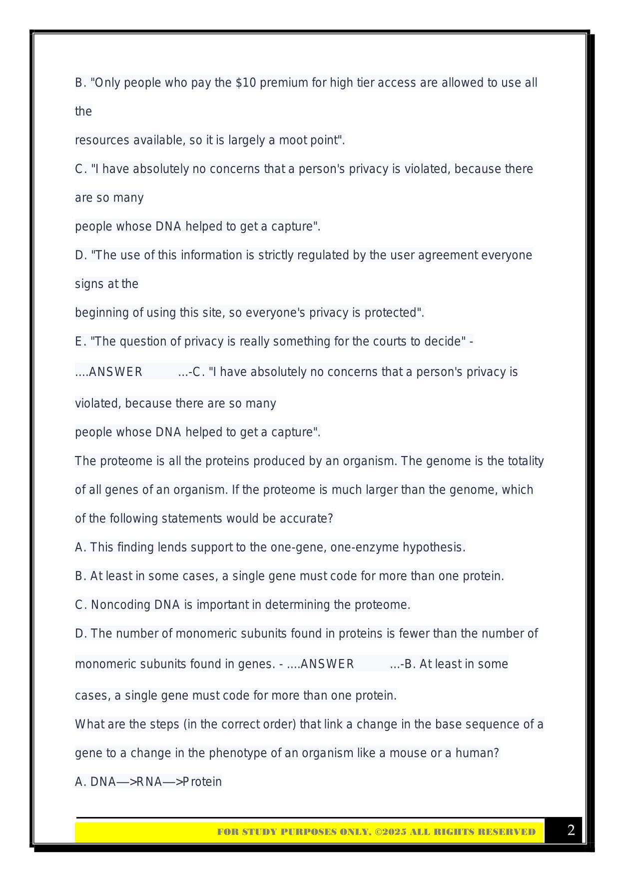 BIOS 100 Exam 3 2025 Questions and Answers