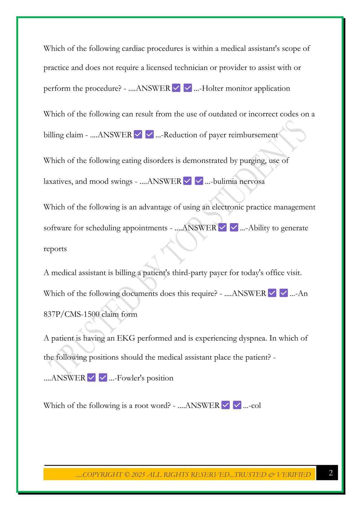 BASELINE TEST 2025 QUESTIONS AND ANSWERS