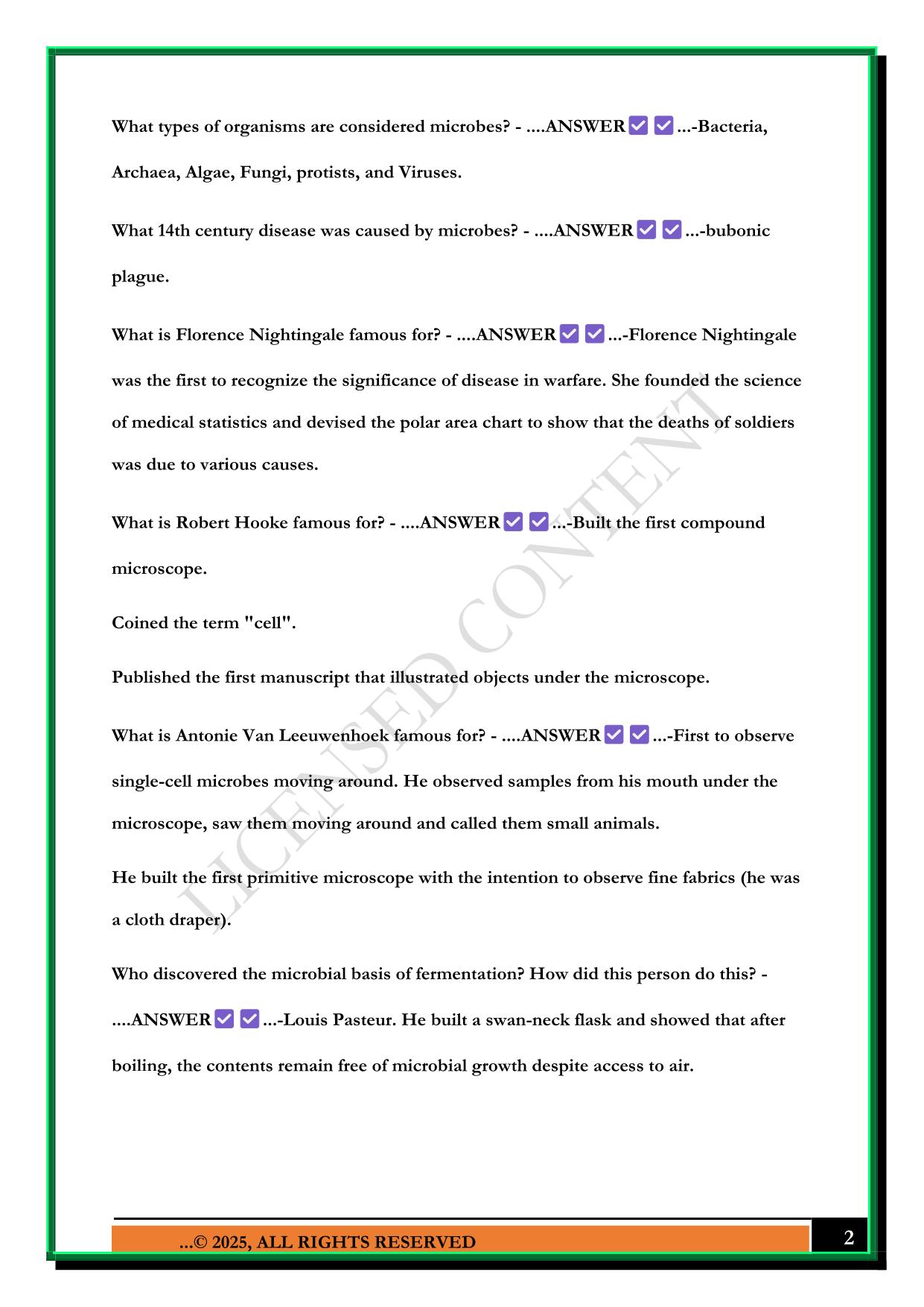 MBIO 3401 EXAM 1 2025 QUESTIONS AND ANSWERS