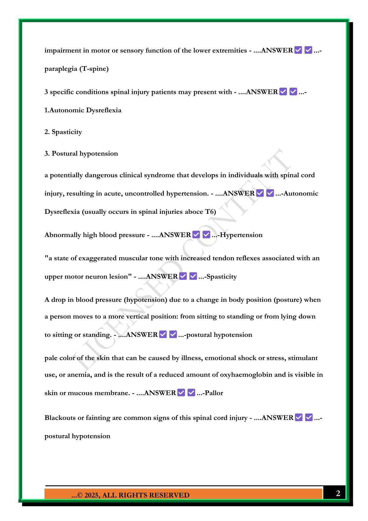 CAMRT PATIENT CARE EXAM 2025 QUESTIONS AND ANSWERS