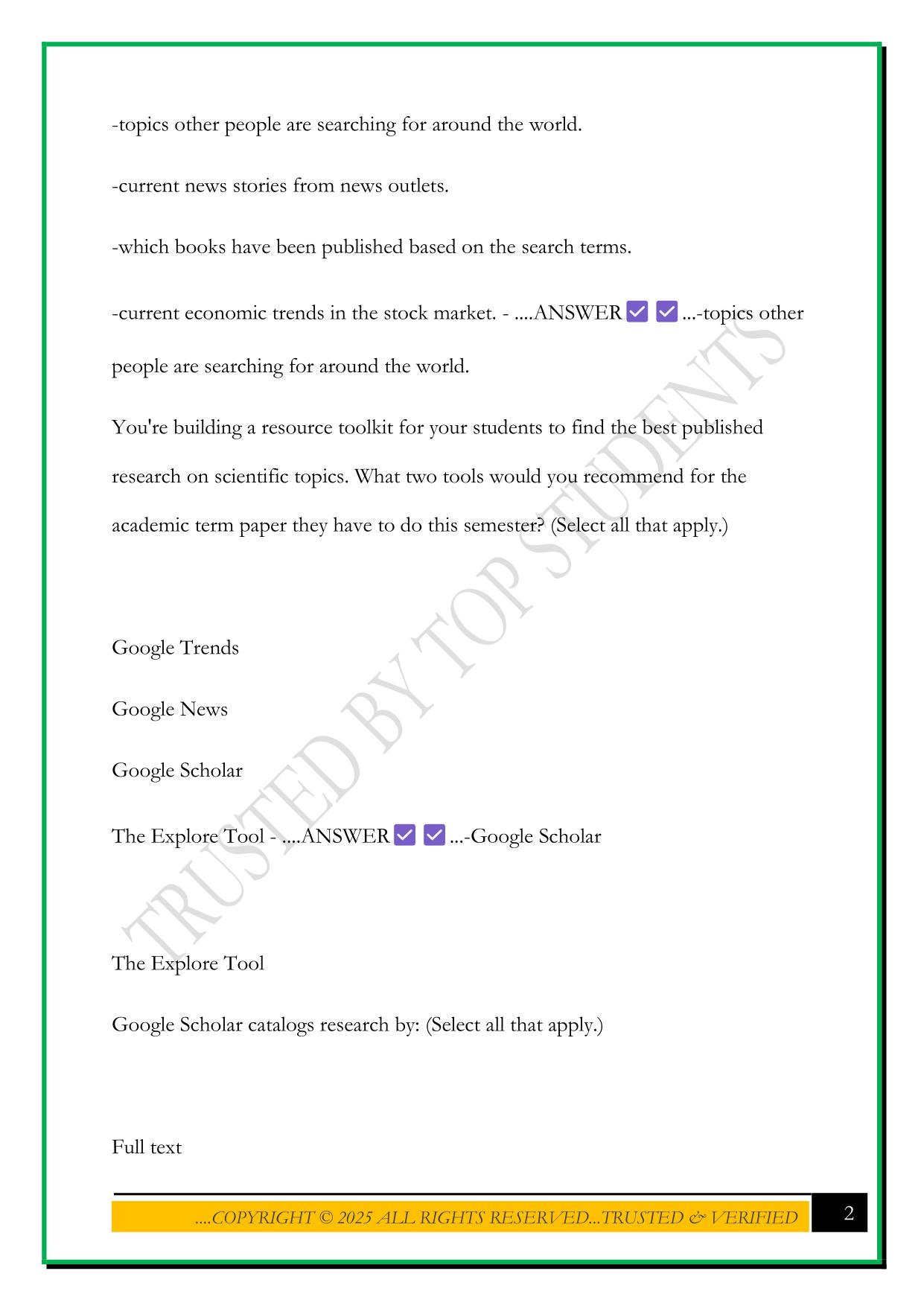 GOOGLE CERTIFICATION - LEVEL 2 (UNITS 8-10) EXAM 2025 QUESTIONS AND ANSWERS