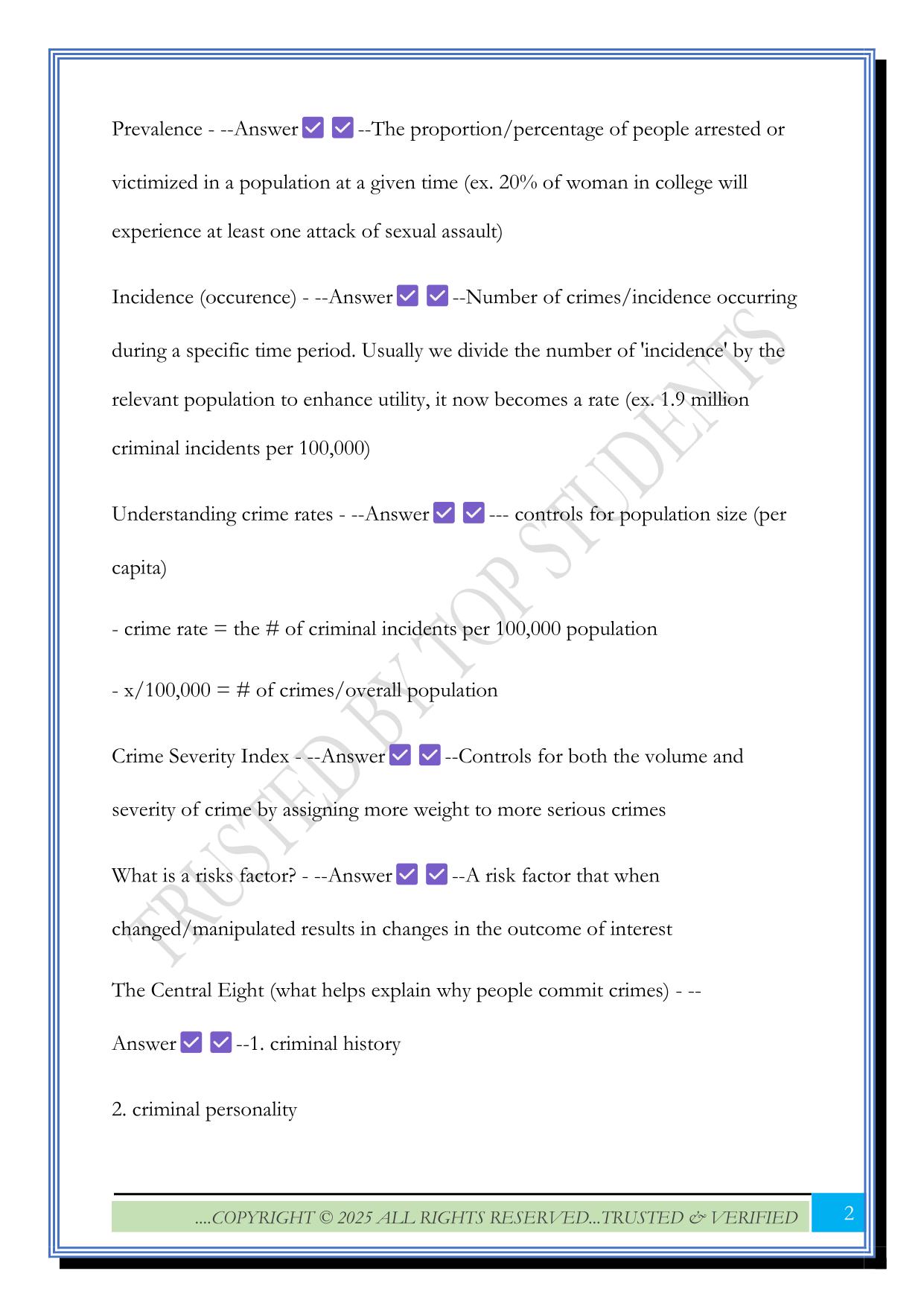 Criminal Behaviour - PSYC 3402 Exam 2025 Questions and Answers