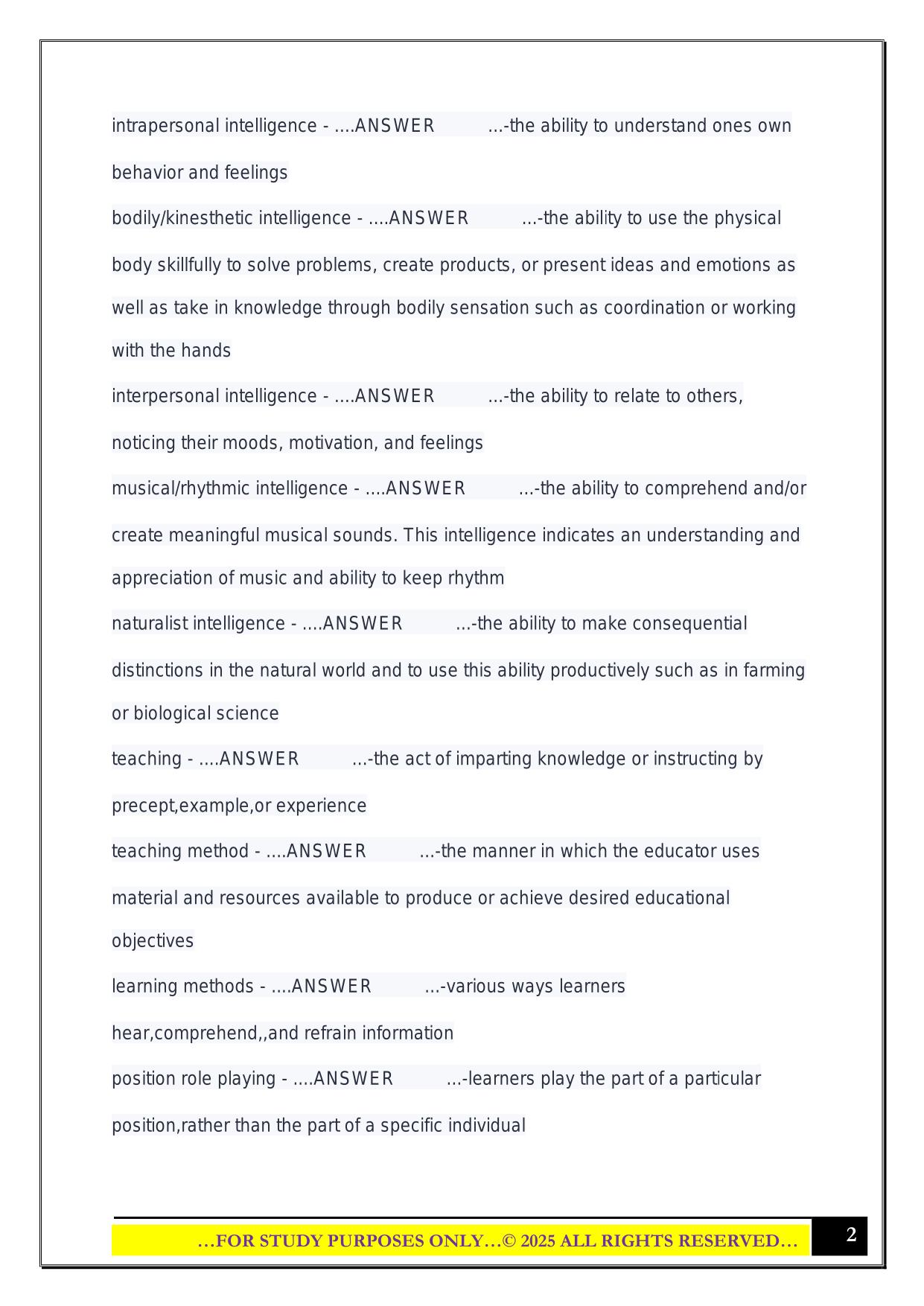 MASTER EDUCATOR EXAM 2025 QUESTIONS AND ANSWERS