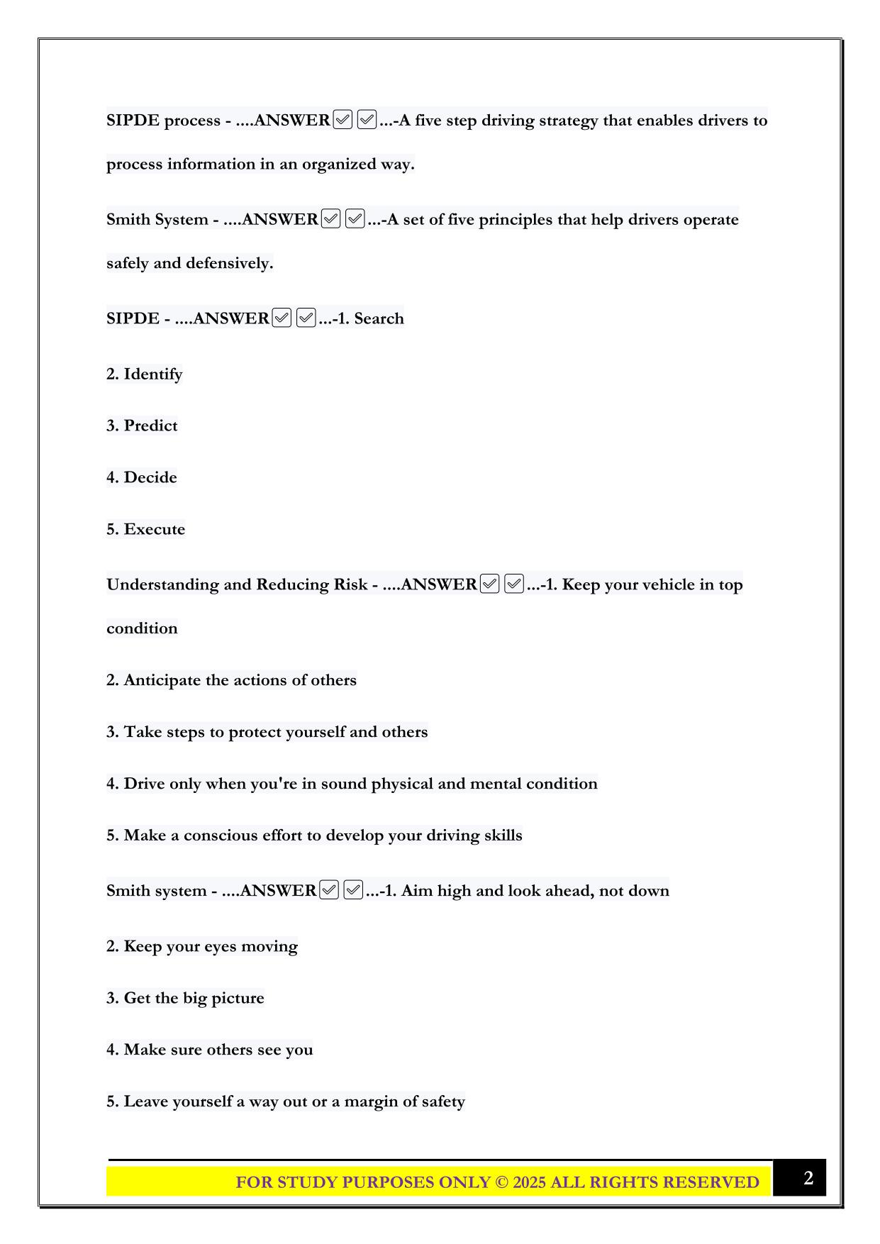 Drivers Education AAA Chapter 1 Test 2025 Questions and Answers