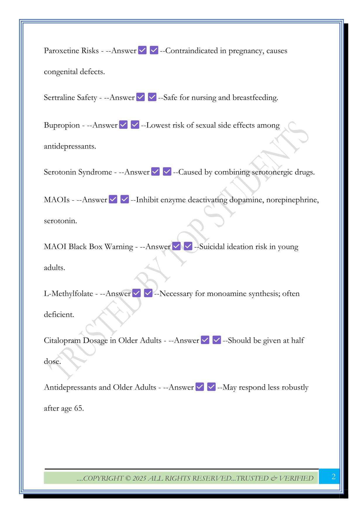 NR546 Final Exam Study Guide for Nursing Exam 2025 Questions and Answers