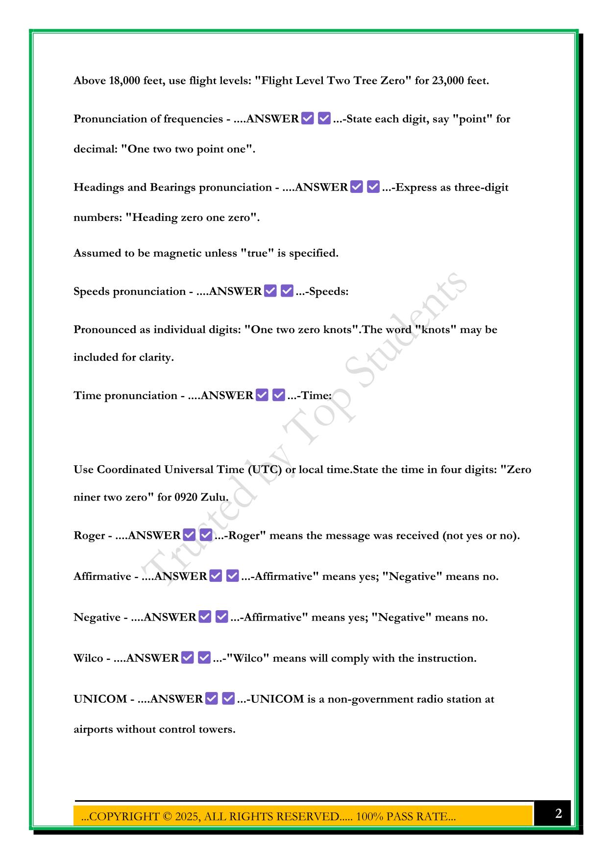 PRIVATE PILOT GROUND SCHOOL EXAM 2025 QUESTIONS AND ANSWERS