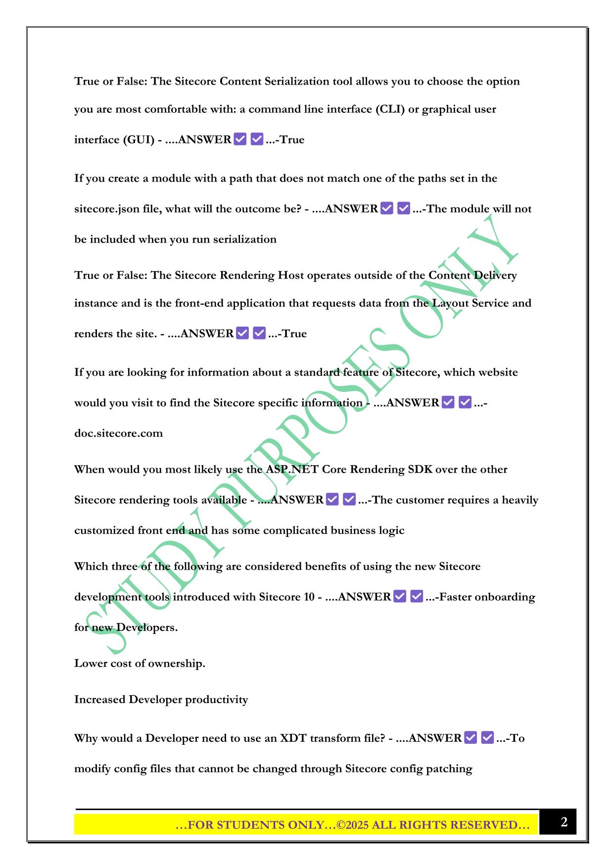 Sitecore 10 Certification Exam 2025 Questions and Answers