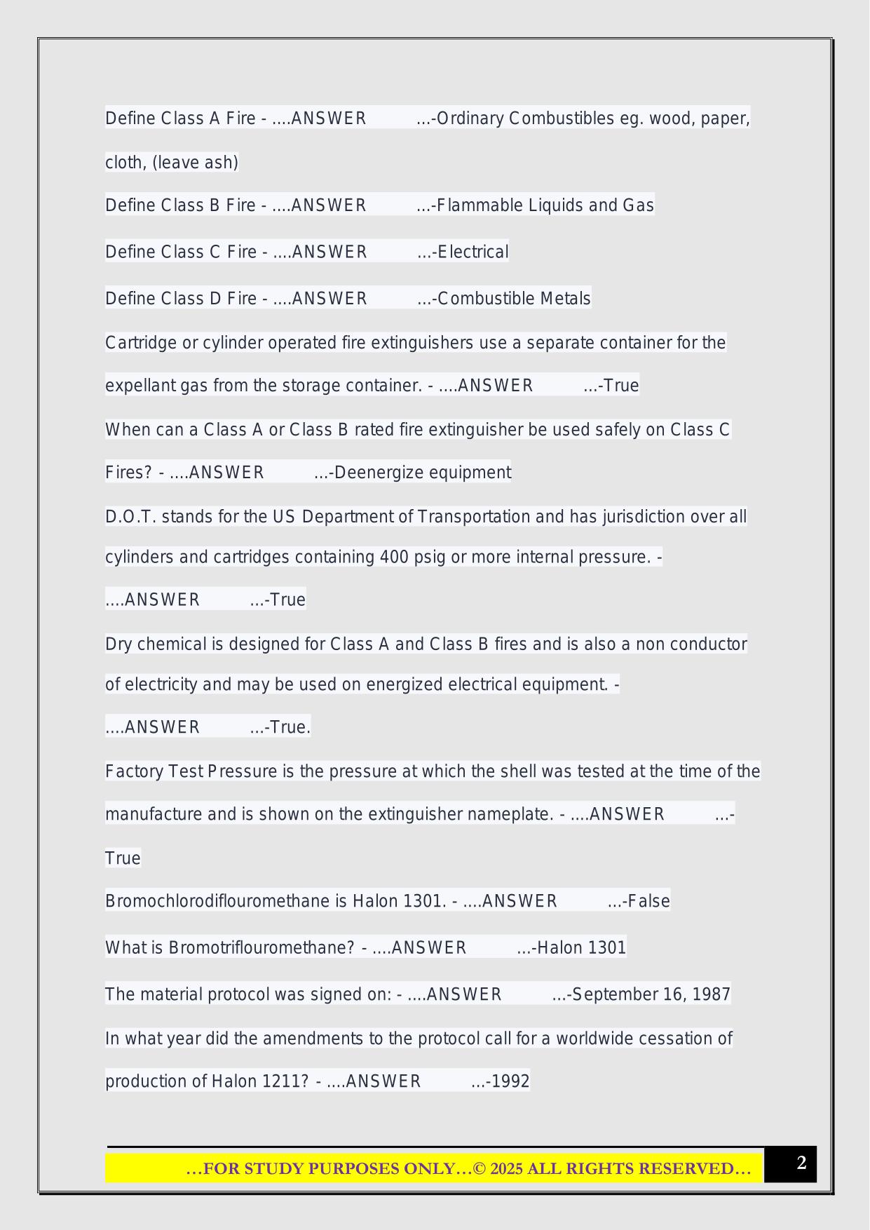 NFPA 10 Test 2025 Questions and Answers