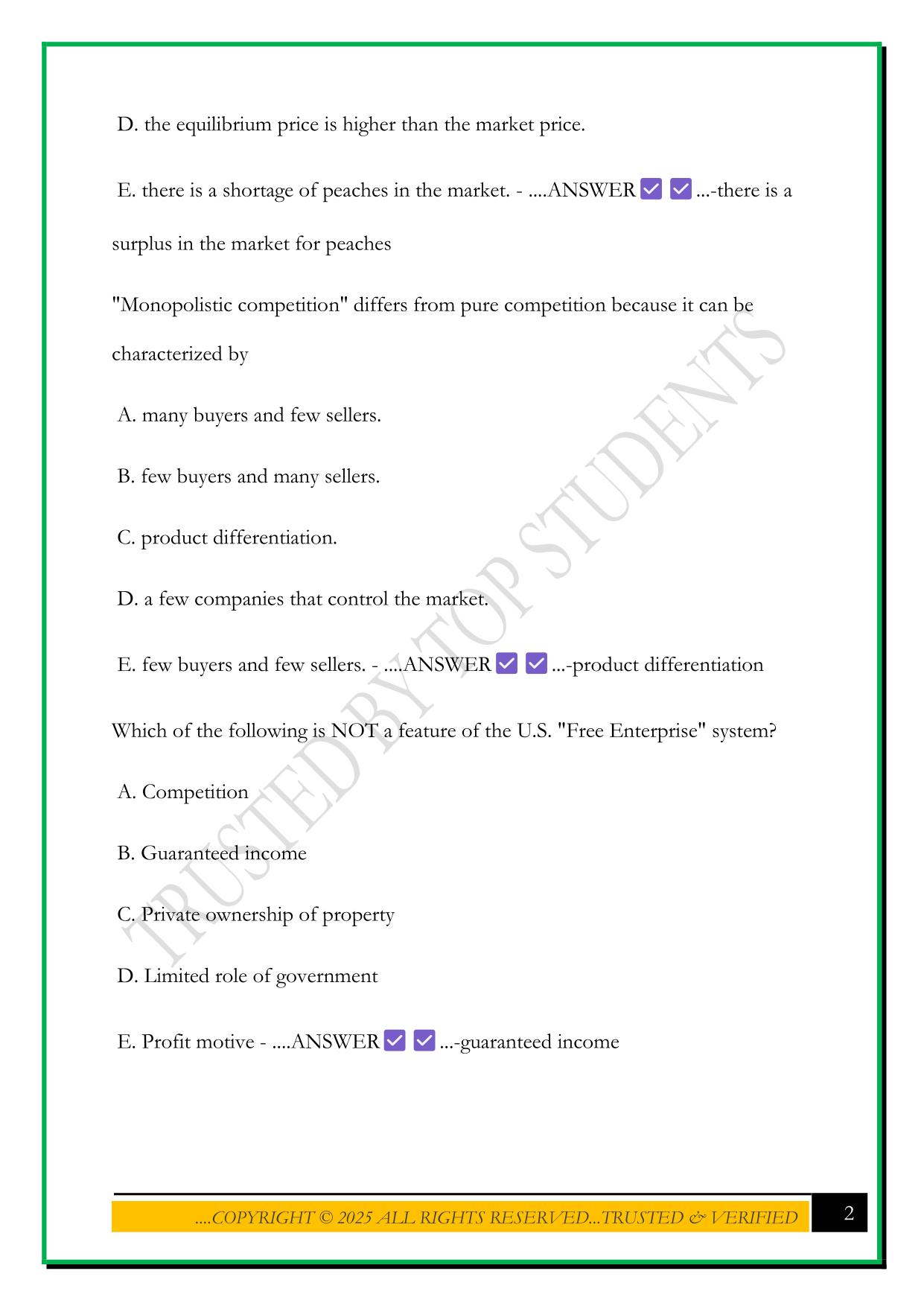 IUPUI BUS-X100 EXAM 1 2025 QUESTIONS AND ANSWERS