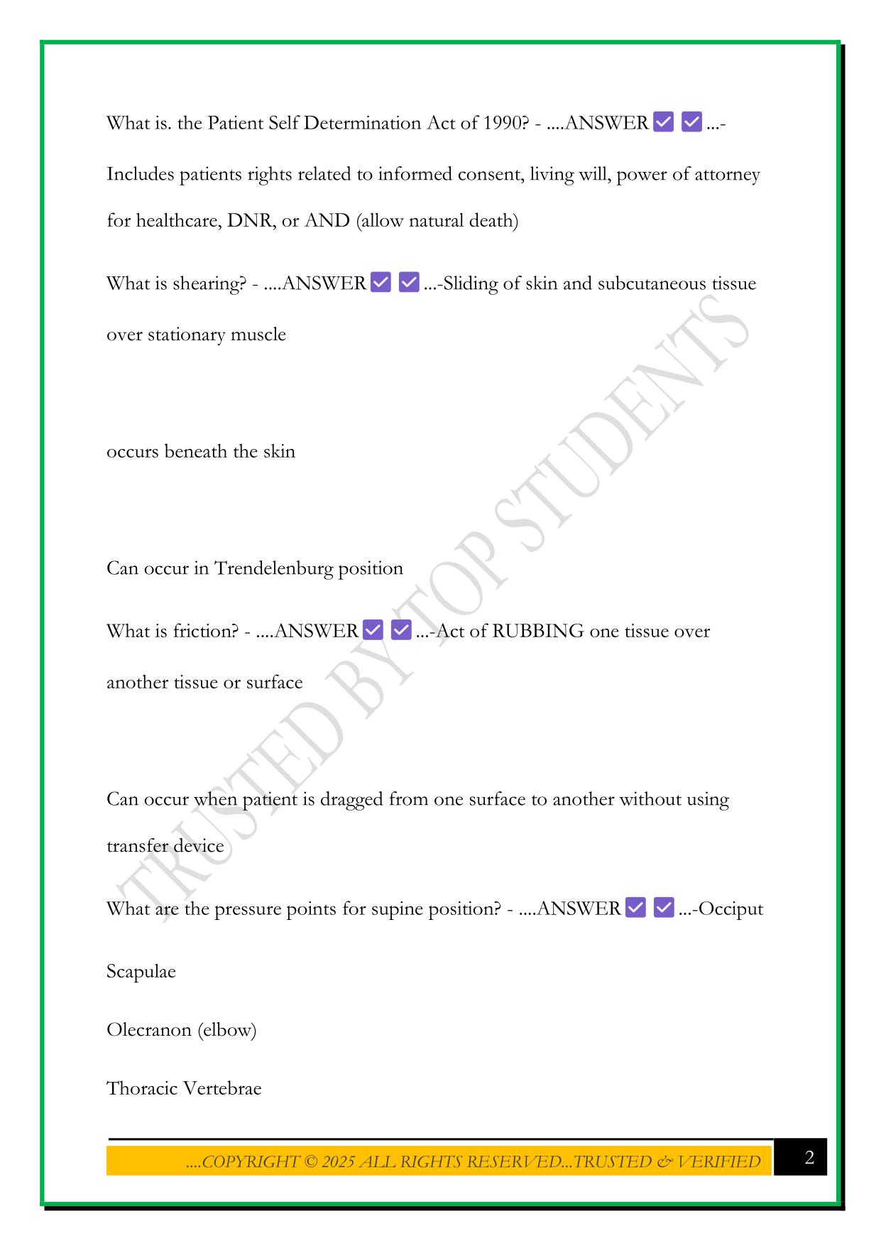 CNOR STUDY GUIDE EXAM 2025 QUESTIONS AND ANSWERS