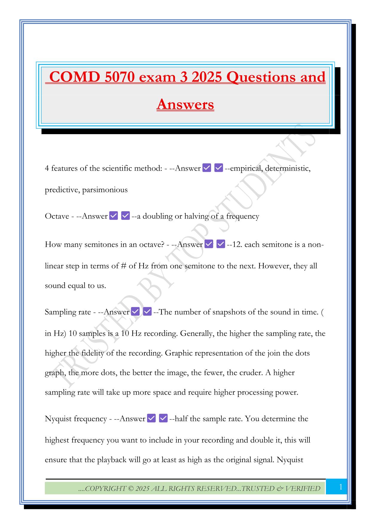 COMD 5070 exam 3 2025 Questions and Answers
