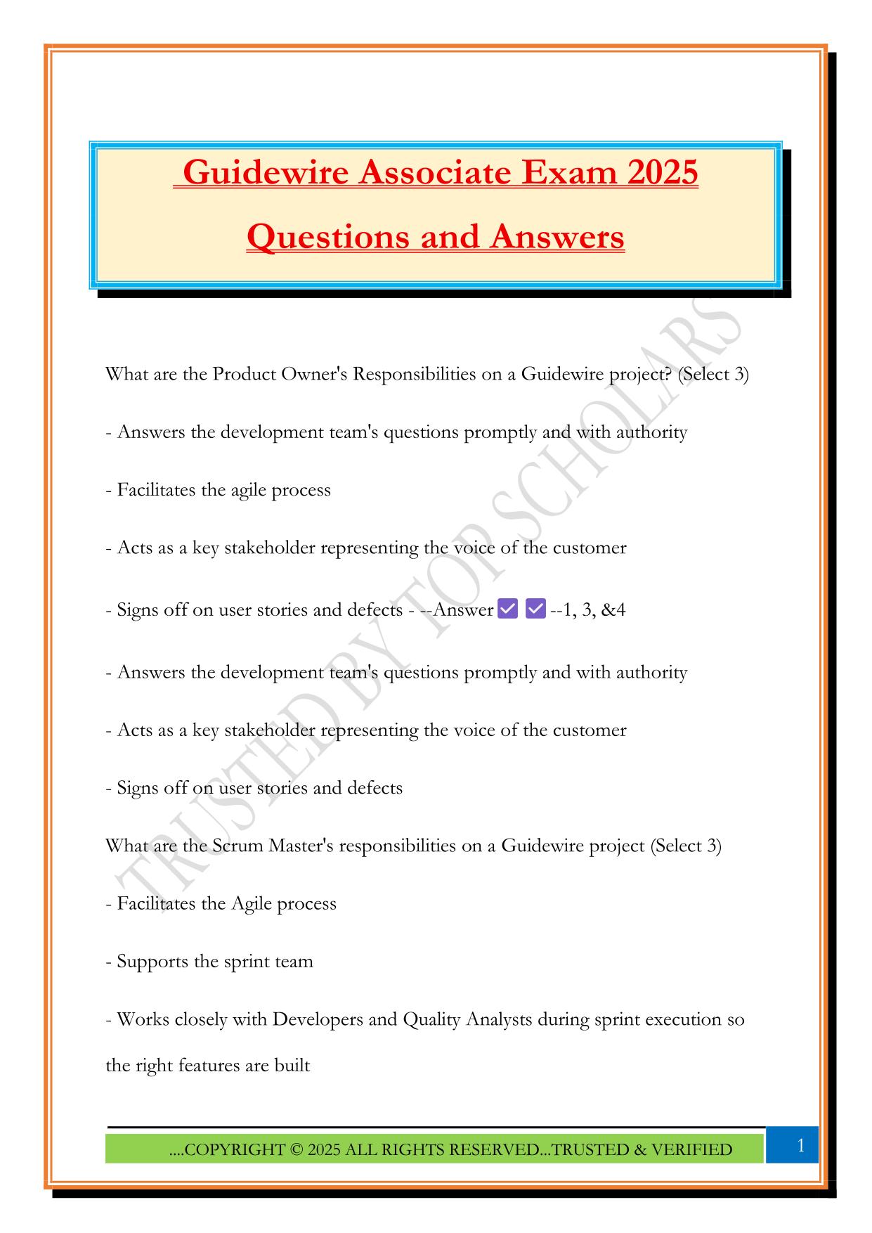 Guidewire Associate Exam 2025 Questions and Answers