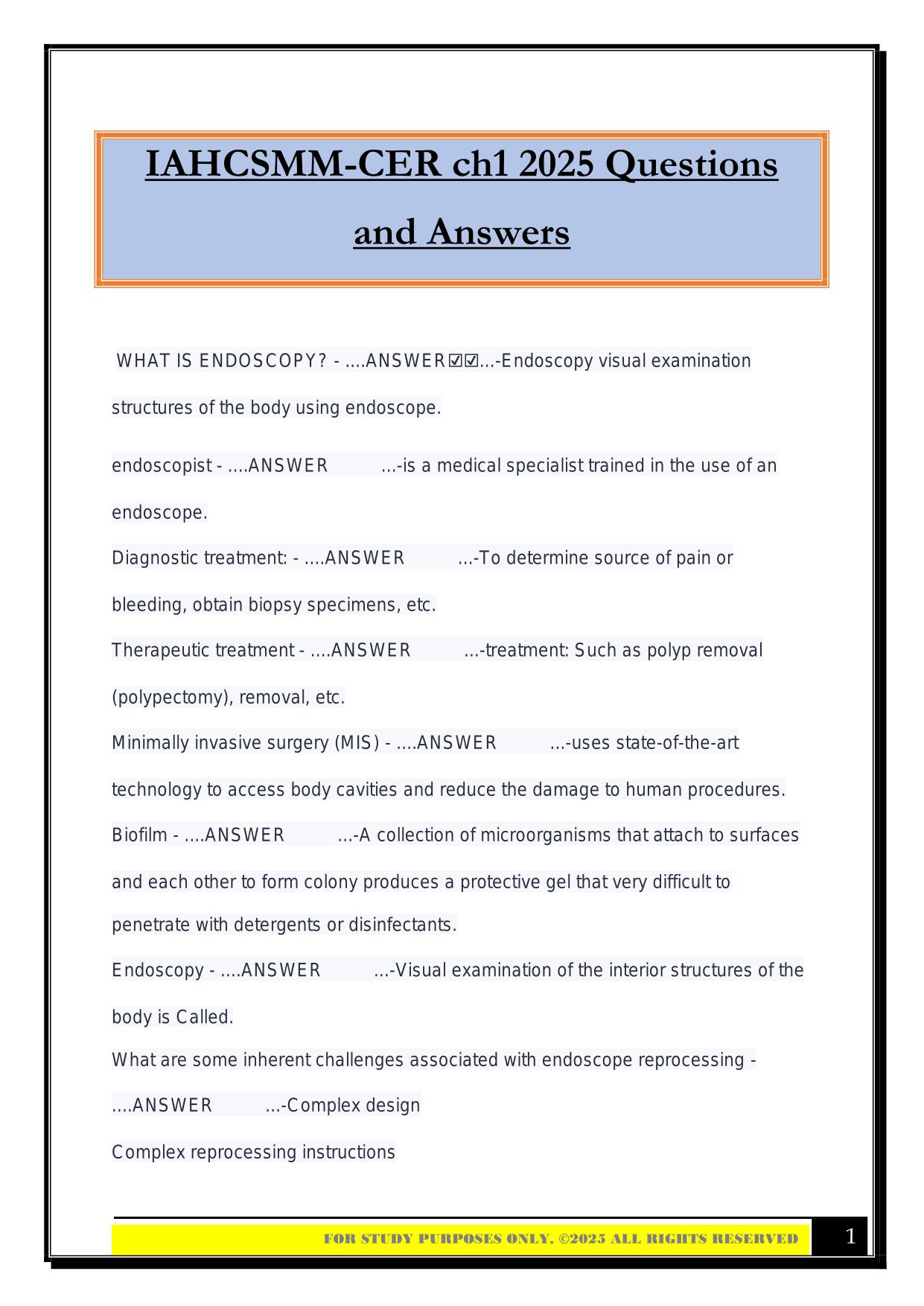 CER Bundled Exams 2025/2026 |Questions and Answers|100% Pass