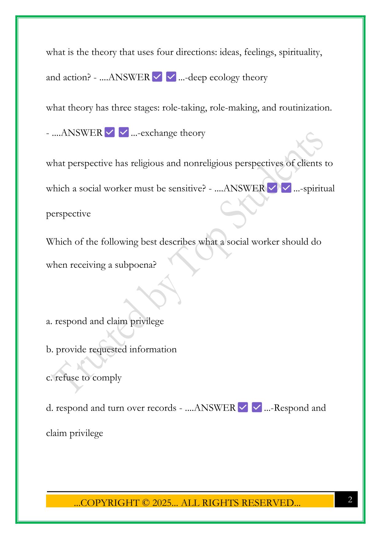 ASWB MSW EXAM 2025 QUESTIONS AND ANSWERS