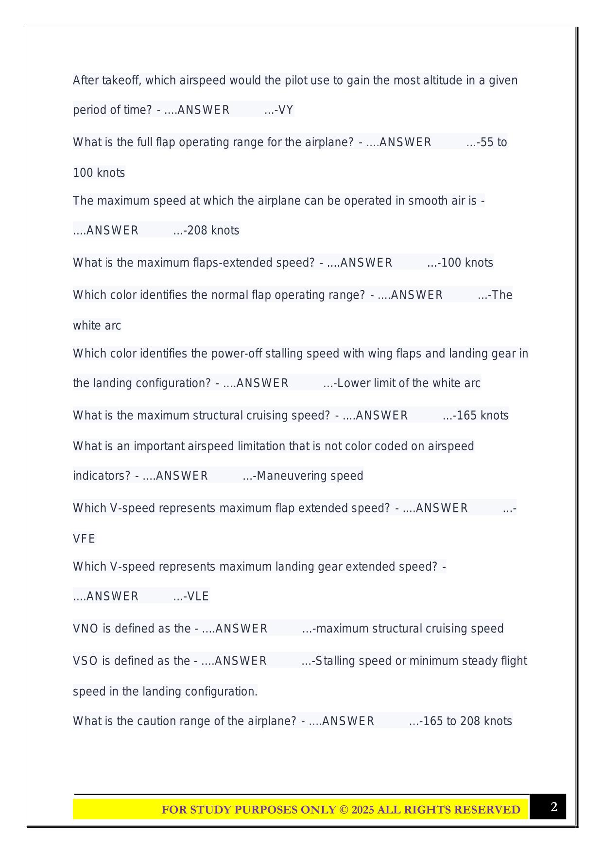 Private Pilot Ground School Chapter 3 Exam 2025 Questions and Answers