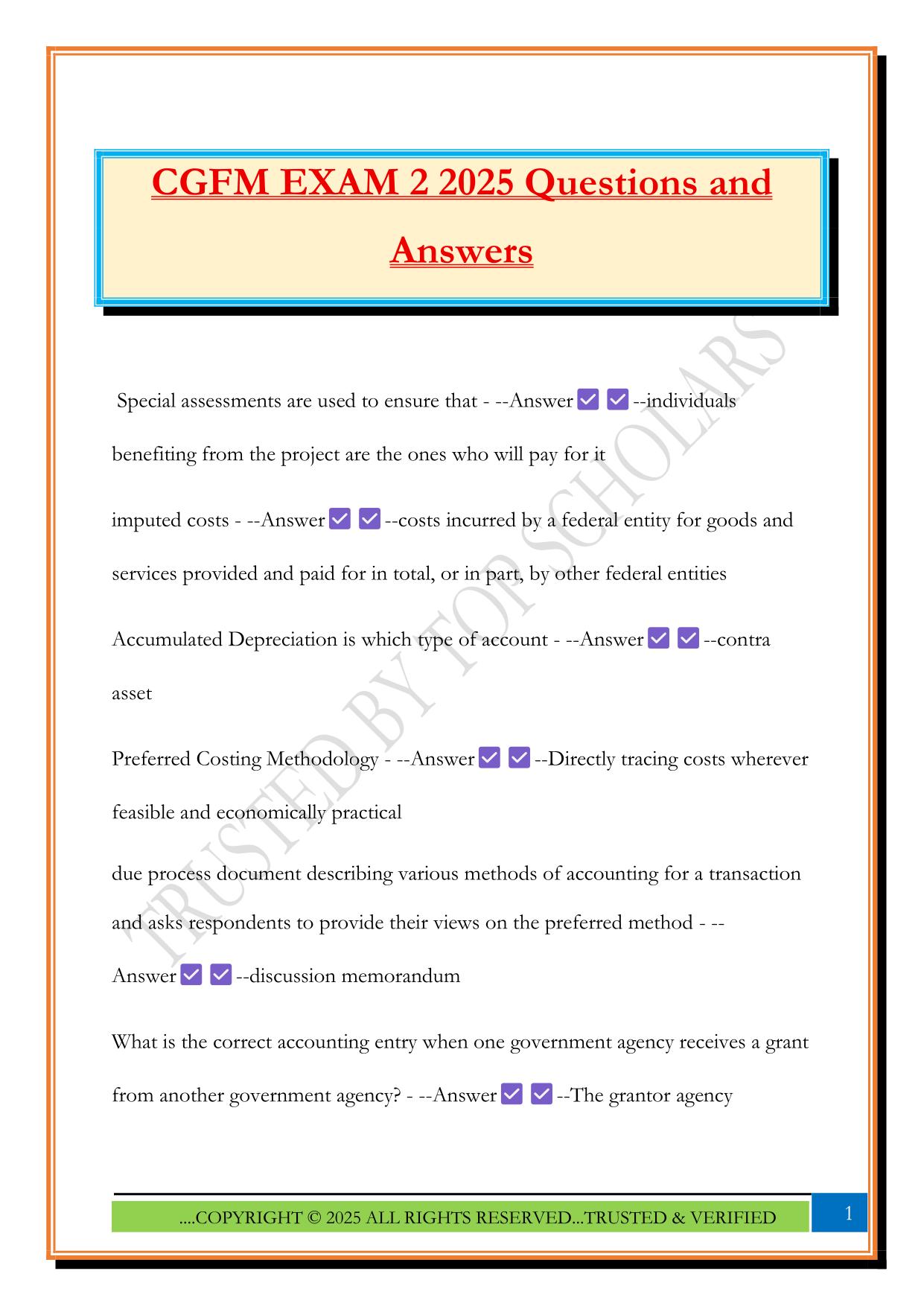 CGFM EXAM 2 2025 Questions and Answers