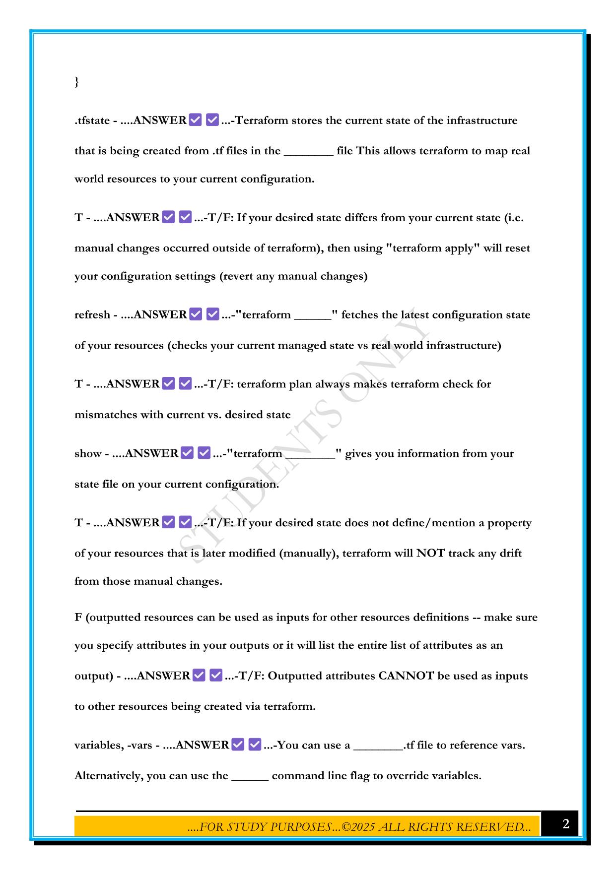TERRAFORM ASSOCIATE EXAM 2025 QUESTIONS AND ANSWERS