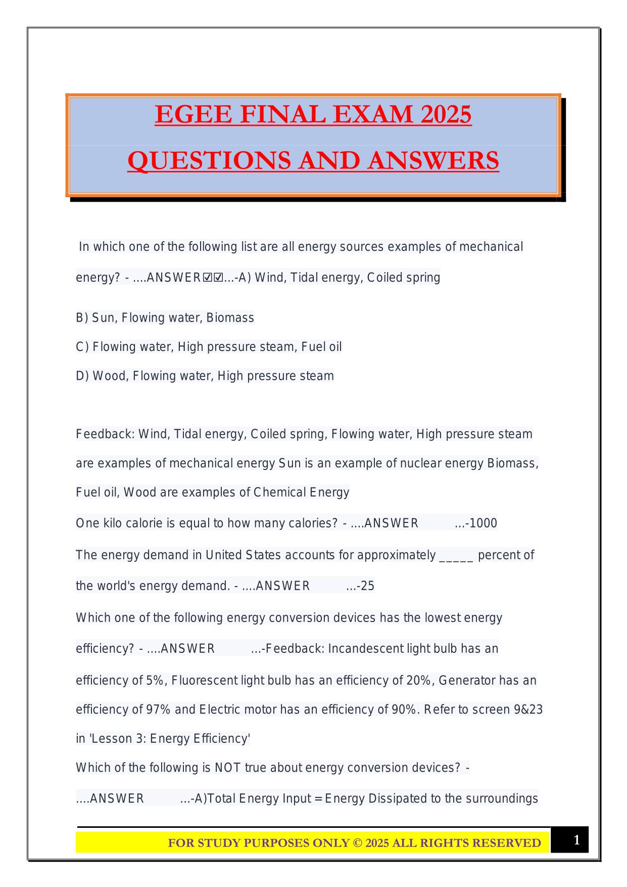 EGEE FINAL EXAM 2025 QUESTIONS AND ANSWERS