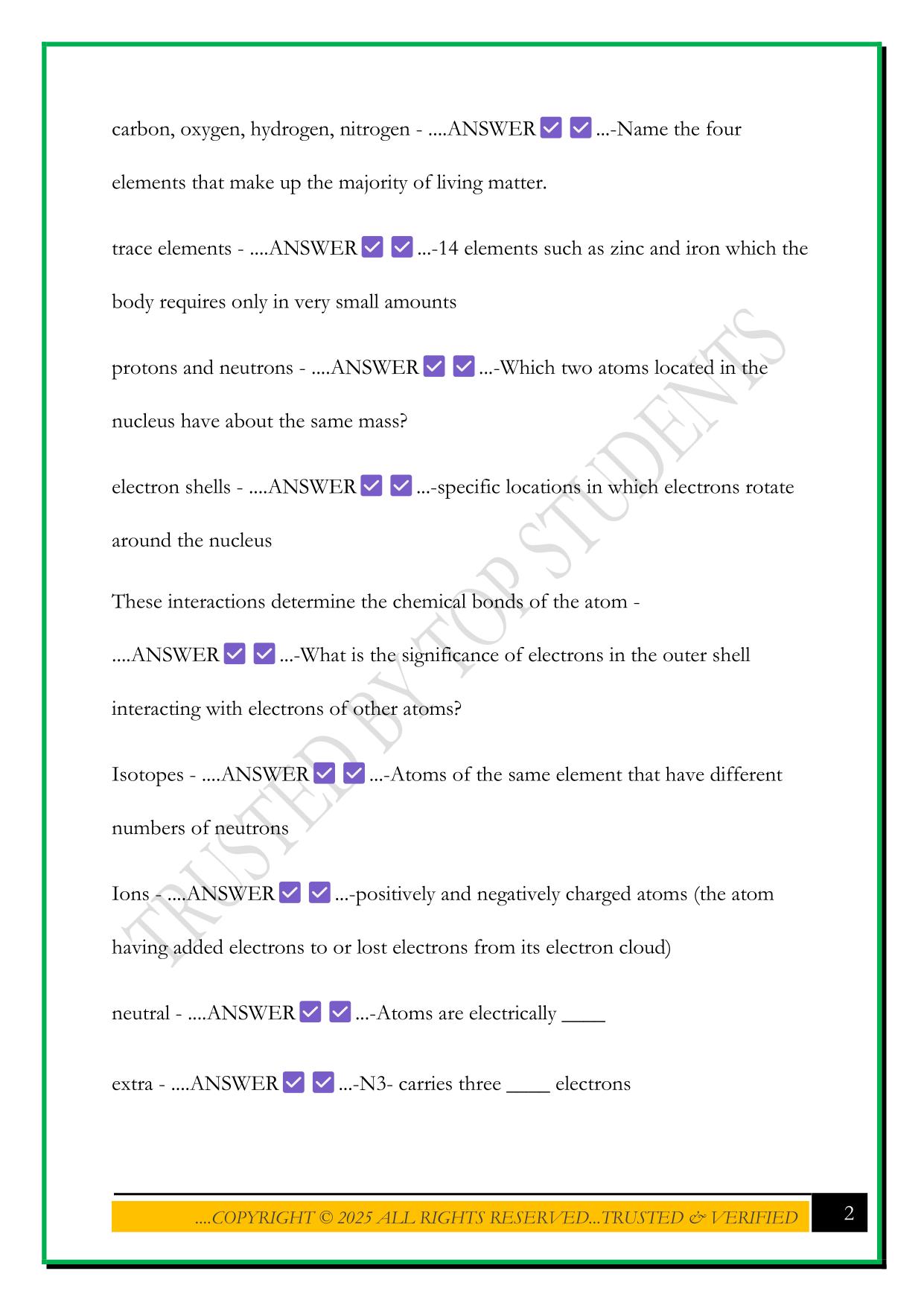 BIO-100 EXAM 5 2025 QUESTIONS AND ANSWERS