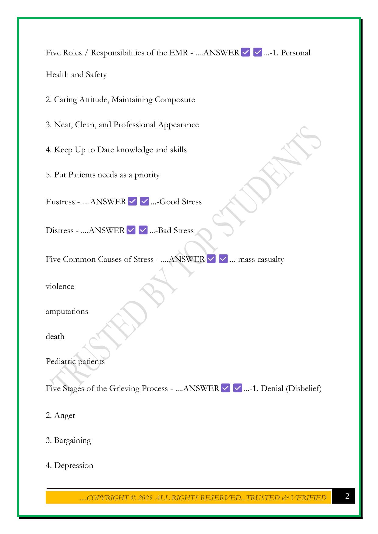 EMR FINAL EXAM 2025 QUESTIONS AND ANSWERS