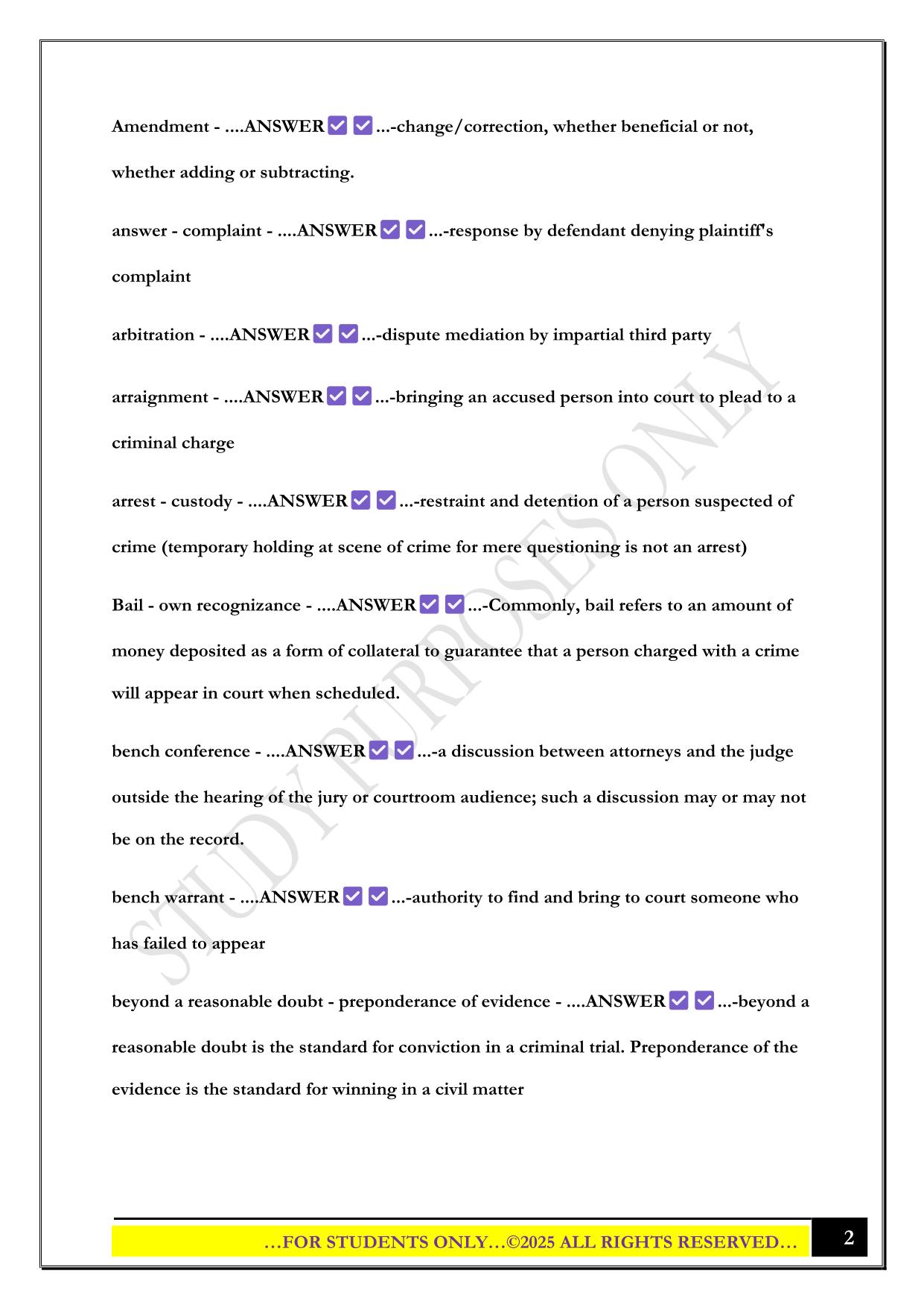 AAERT - CER - Section 1 Court Proceedings Exam 2025 Questions and Answers