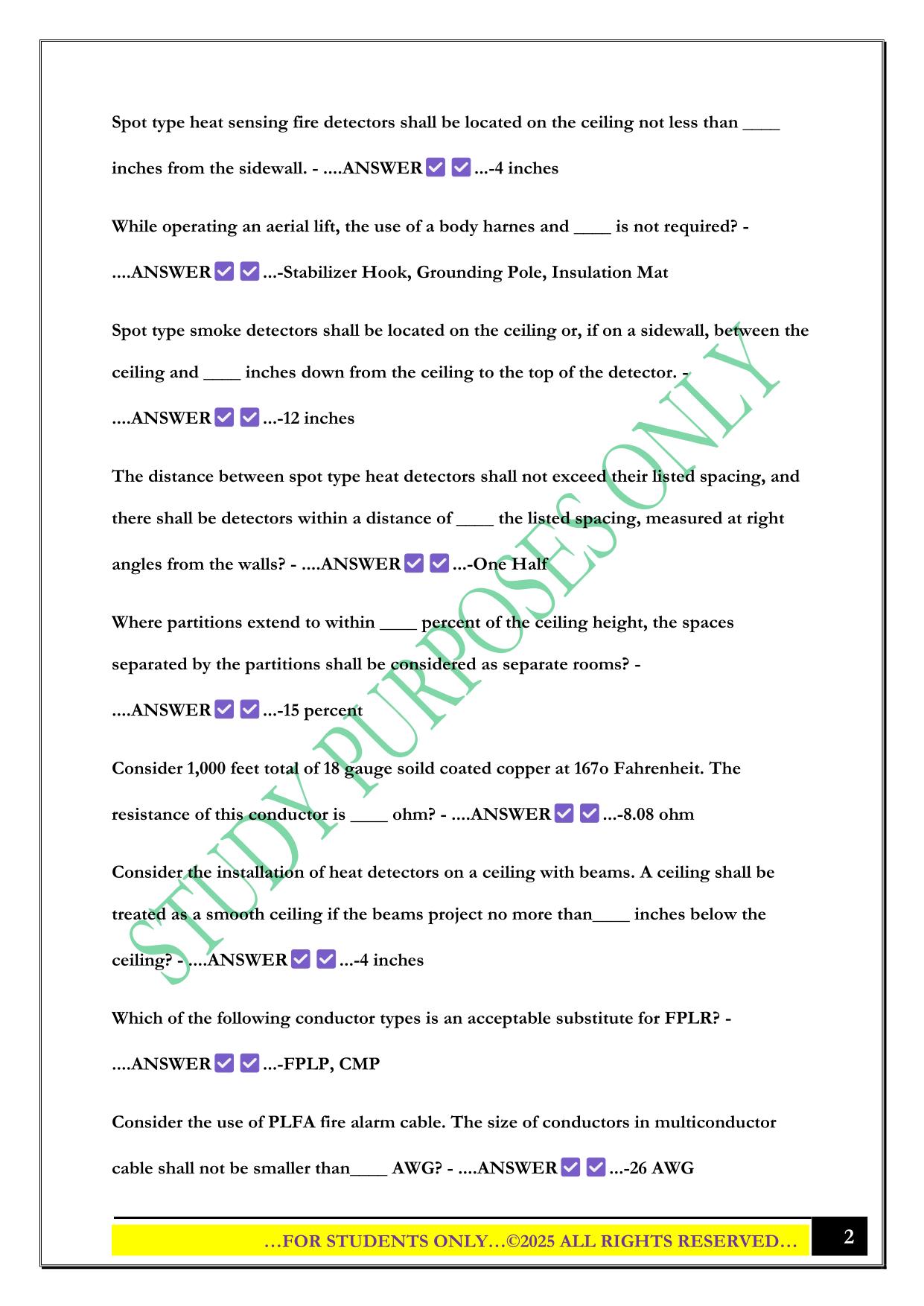 NICET Level 1 Fire Alarm Systems Exam 2025 Questions and Answers