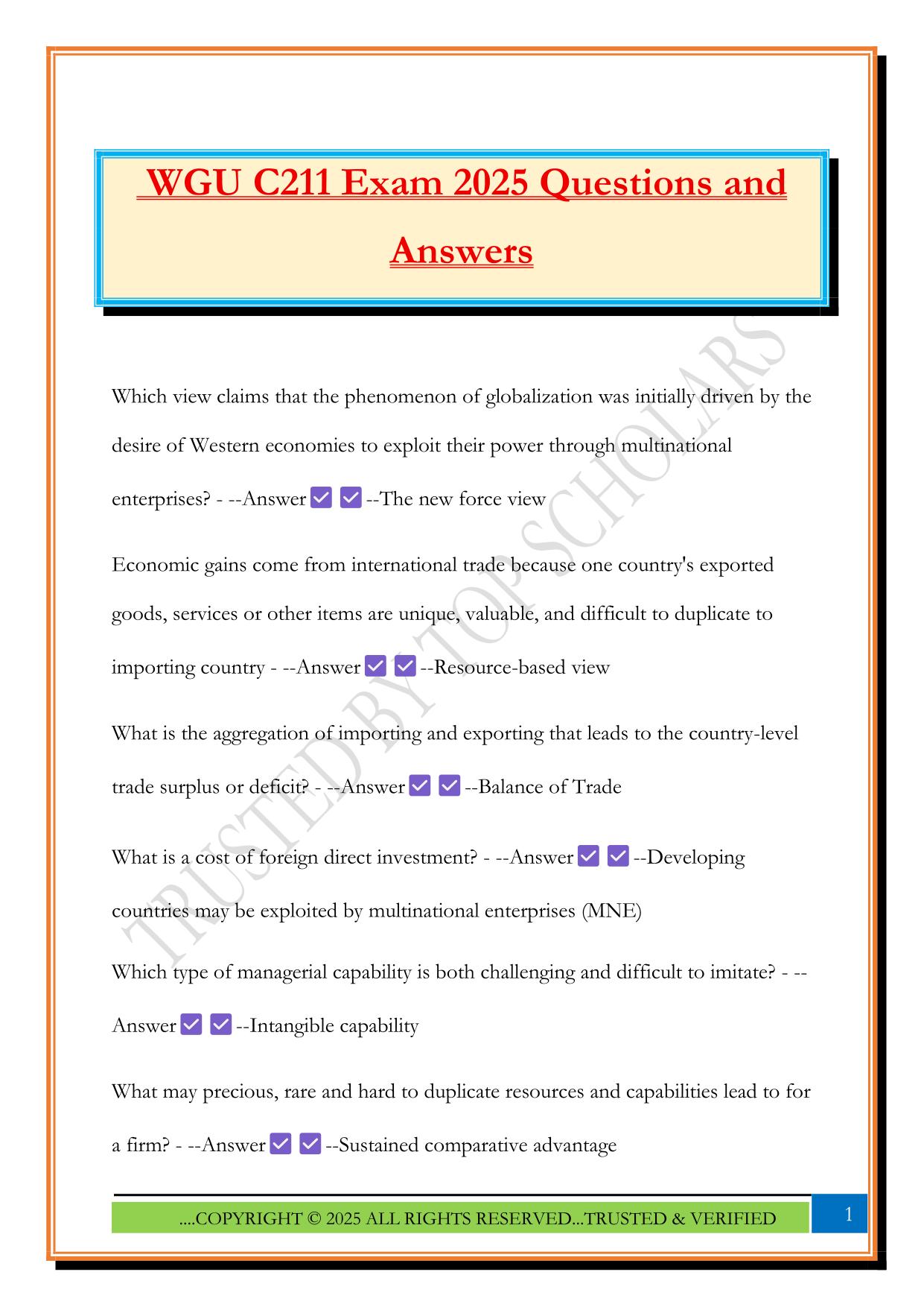 WGU C211 Exam 2025 Questions and Answers