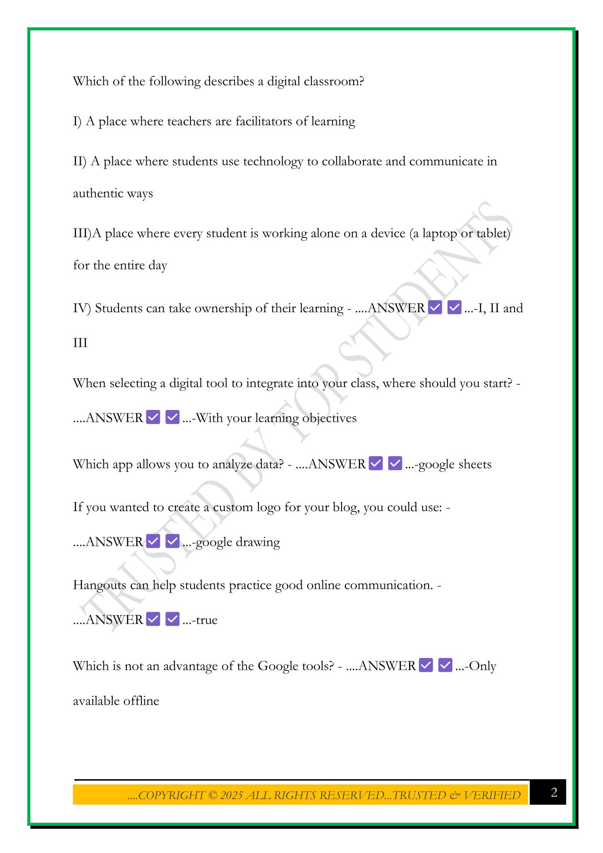 CERTIFIED GOOGLE EDUCATOR LEVEL 1 2025 EXAM QUESTIONS AND ANSWERS