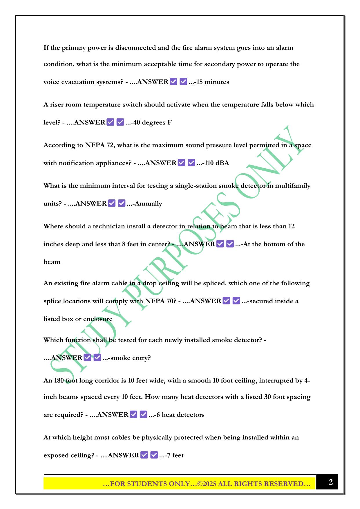 NICET Fire Alarm Level 1 Exam 2025 Questions and Answers