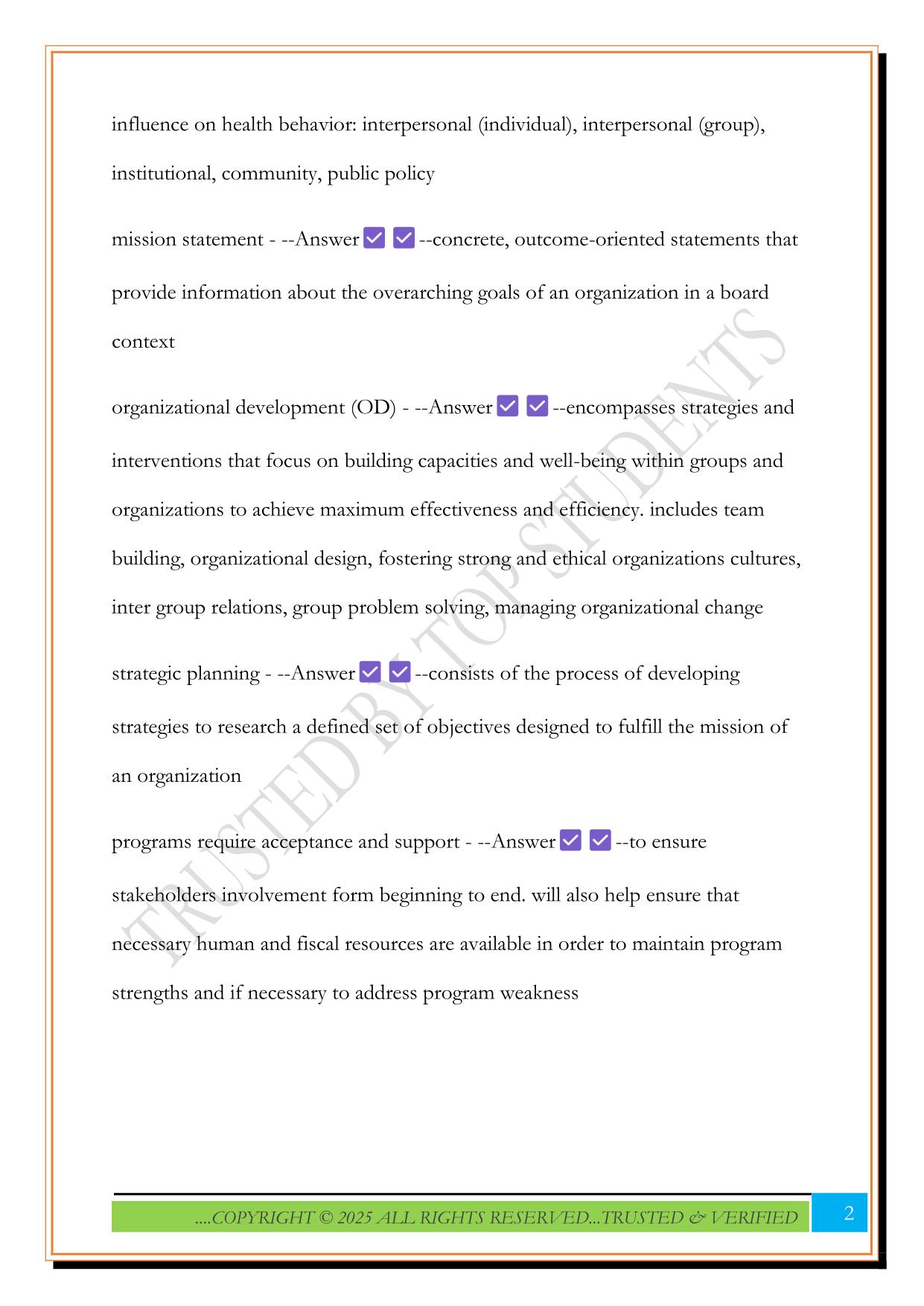 CHES Area of Responsibility V (5) Exam 2025 Questions and Answers