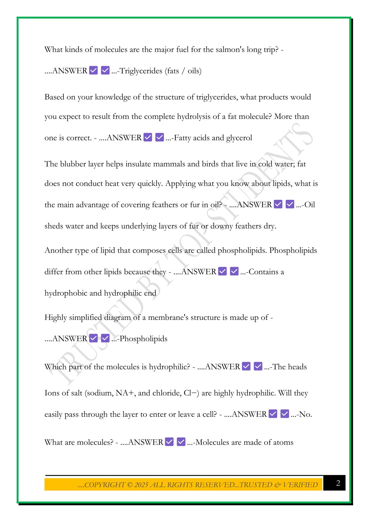 WGU C190 INTRO TO BIOLOGY PRACTICE TEST QUESTIONS 2025 WITH CORRECT ANSWERS