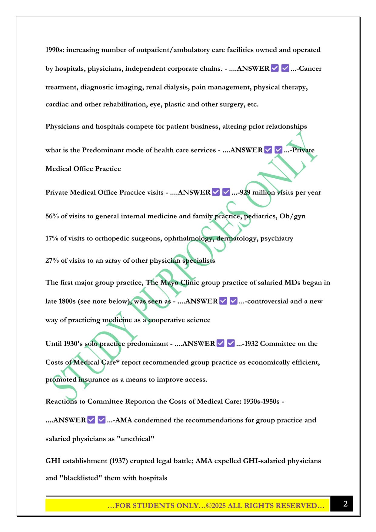 Healthcare Systems- Chapter 5 Exam 2025 Questions and Answers