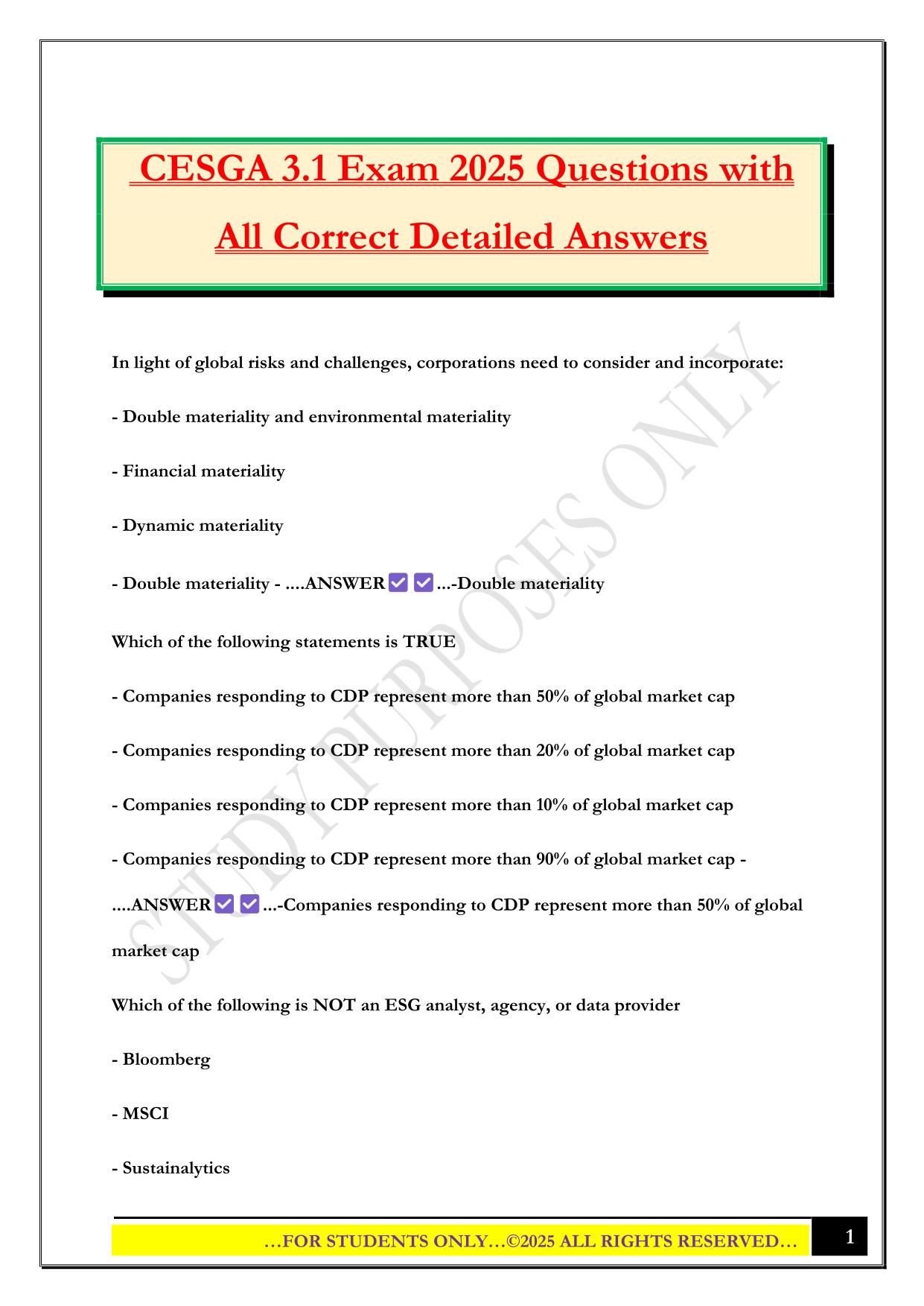 CESGA 3.1 Exam 2025 Questions with All Correct Detailed Answers