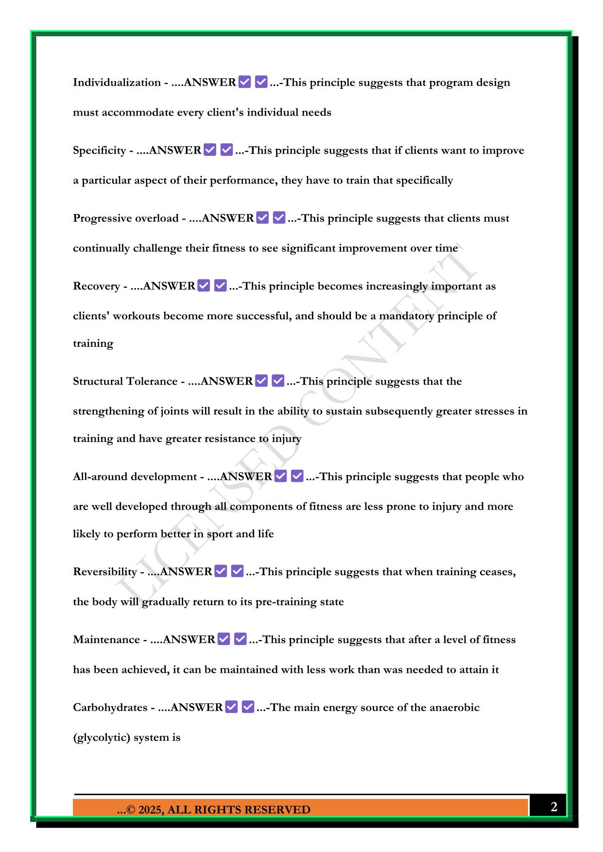 CANFITPRO PERSONAL TRAINING SPECIALIST THEORY EXAM 2025 QUESTIONS AND ANSWERS