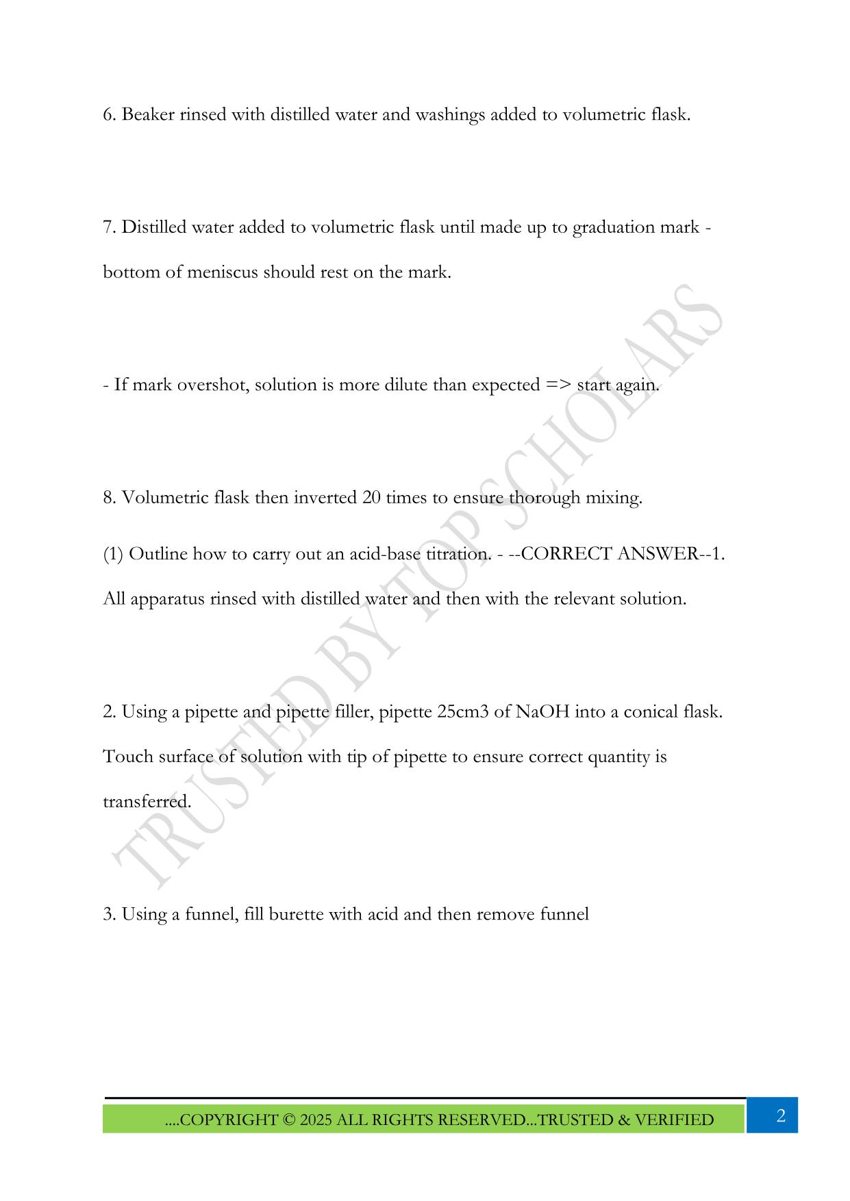 AQA A-Level Chemistry – Practicals Exam 2025 Questions and Answers