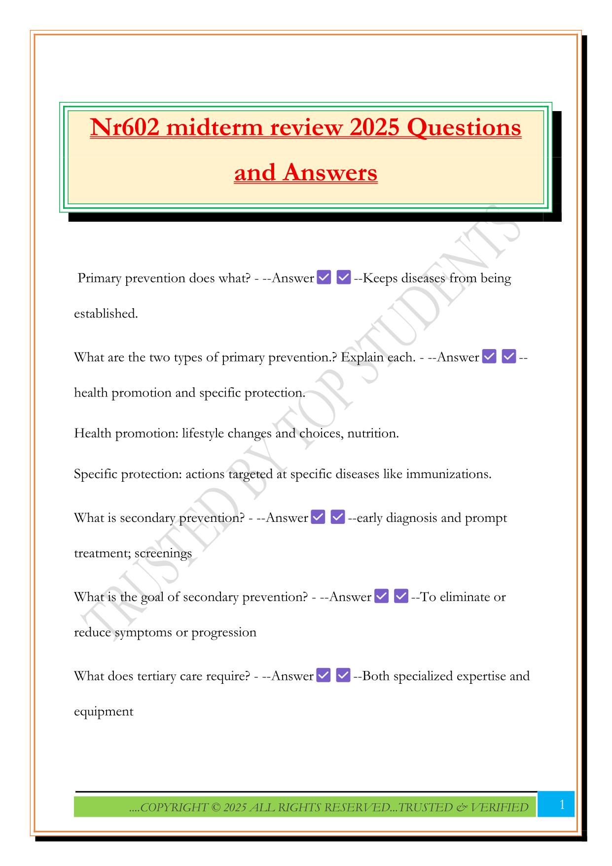 Nr602 midterm review 2025 Questions and Answers