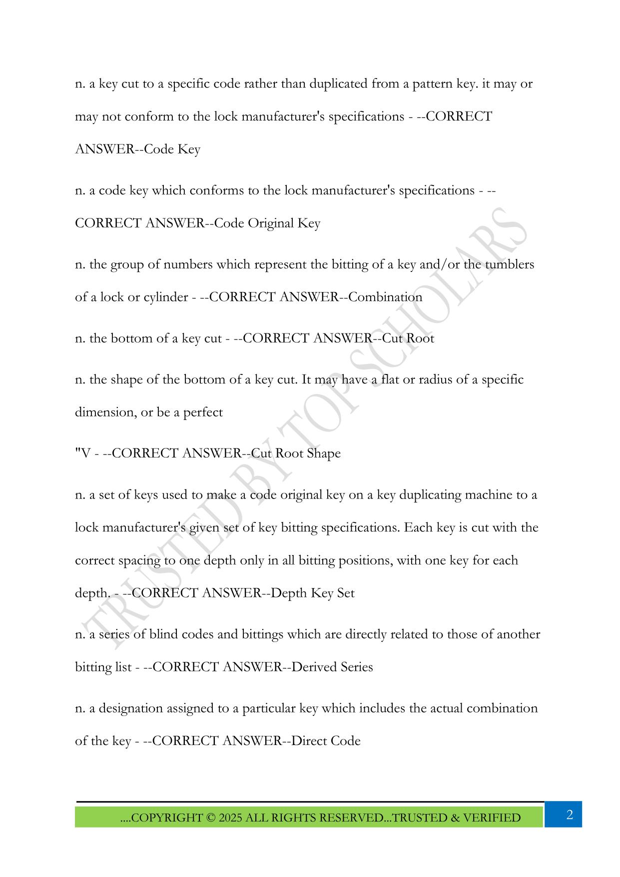 North Carolina Practice Locksmith Exam 2025 Questions and Answers