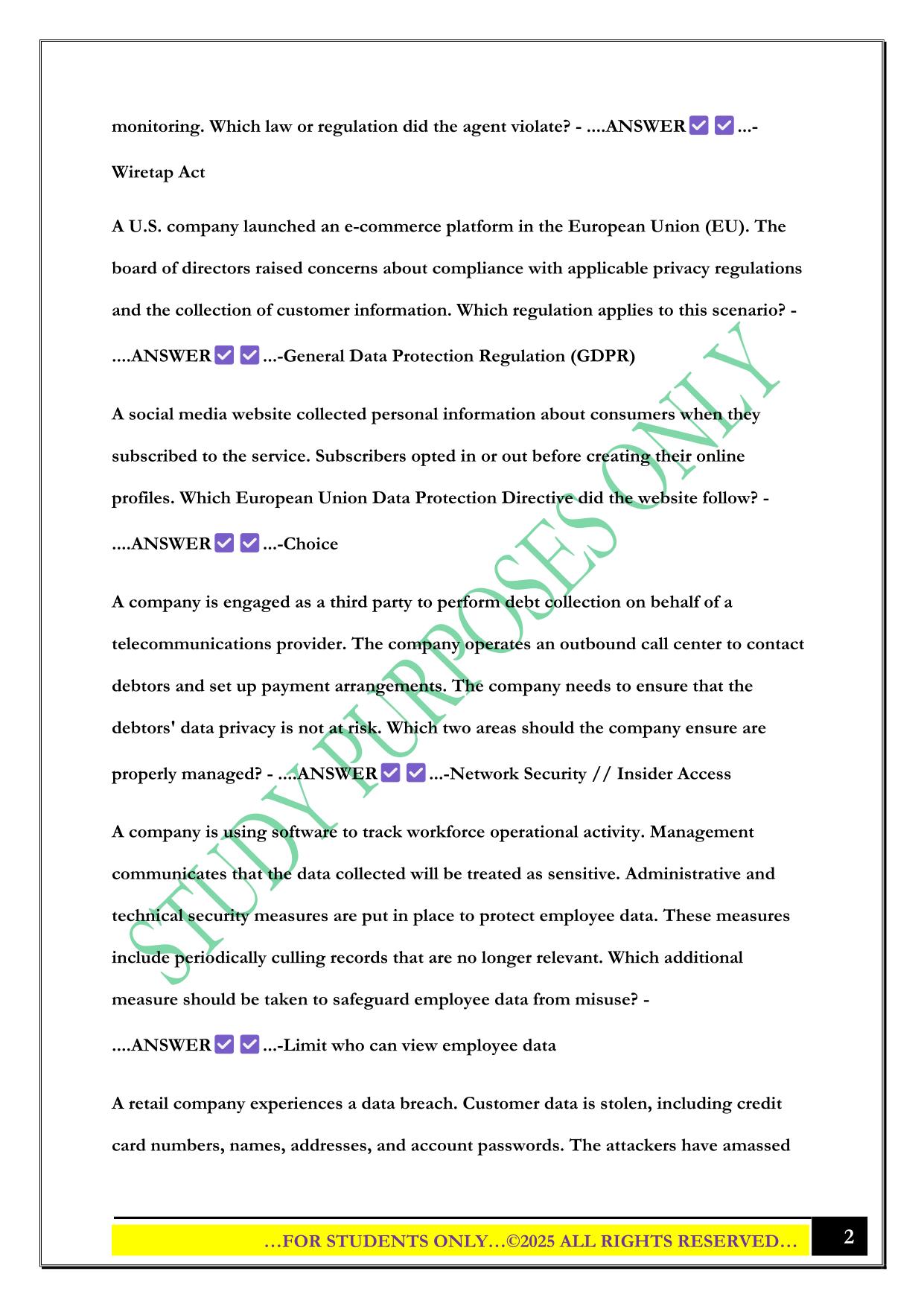 WGU D333 Ethical Issues in Data Exam 2025 Questions and Answers