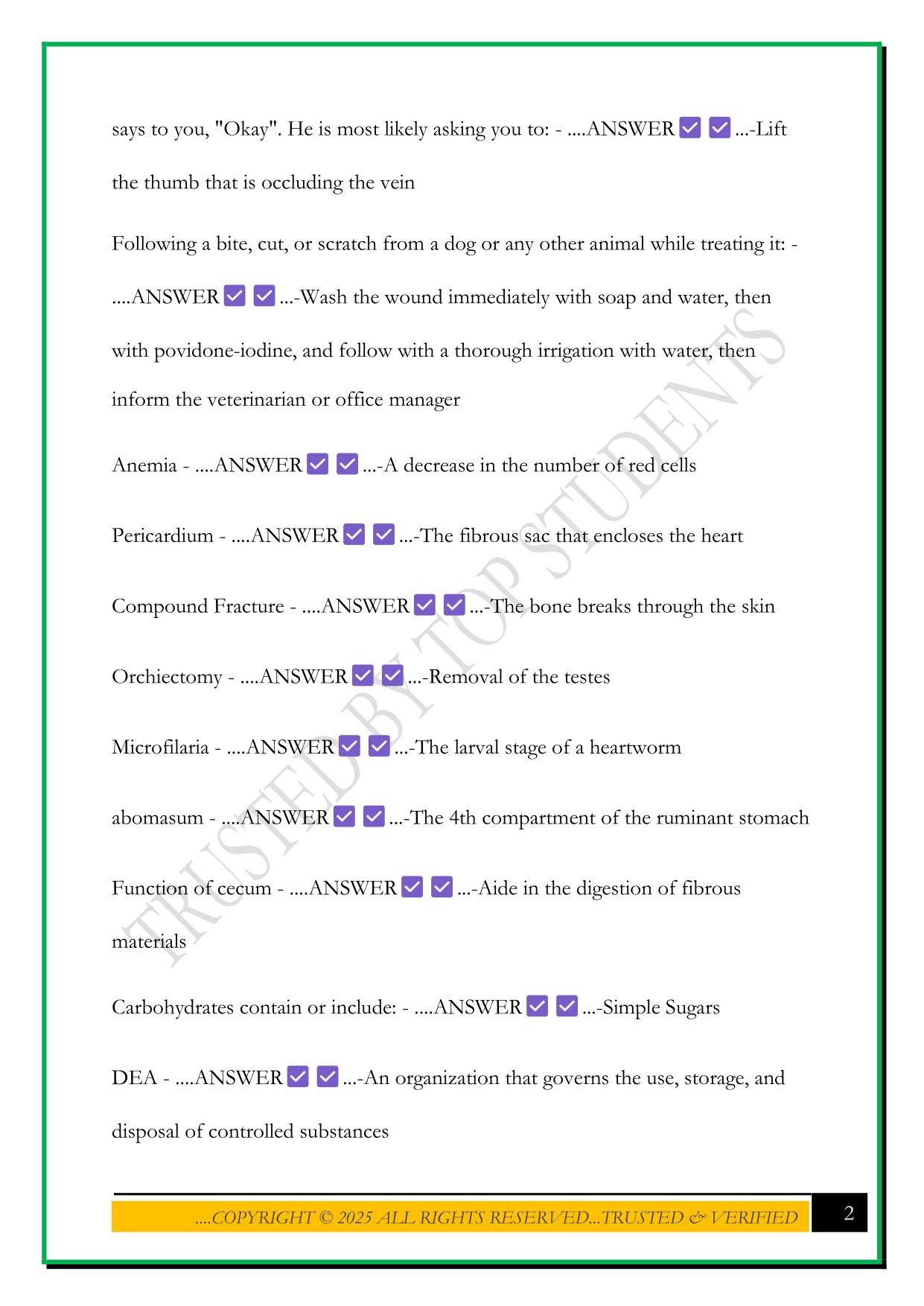 HOSA VETERINARY SCIENCE COMPETITION STUDY GUIDE 2025 QUESTIONS AND ANSWERS