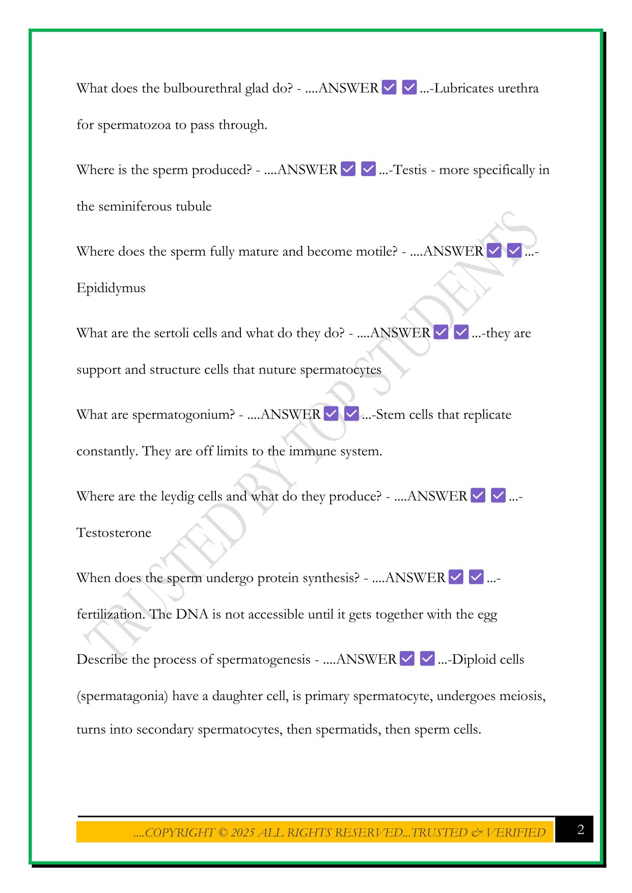 HOSA PATHOPHYSIOLOGY REPRODUCTIVE EXAM 2025 QUESTIONS AND ANSWERS