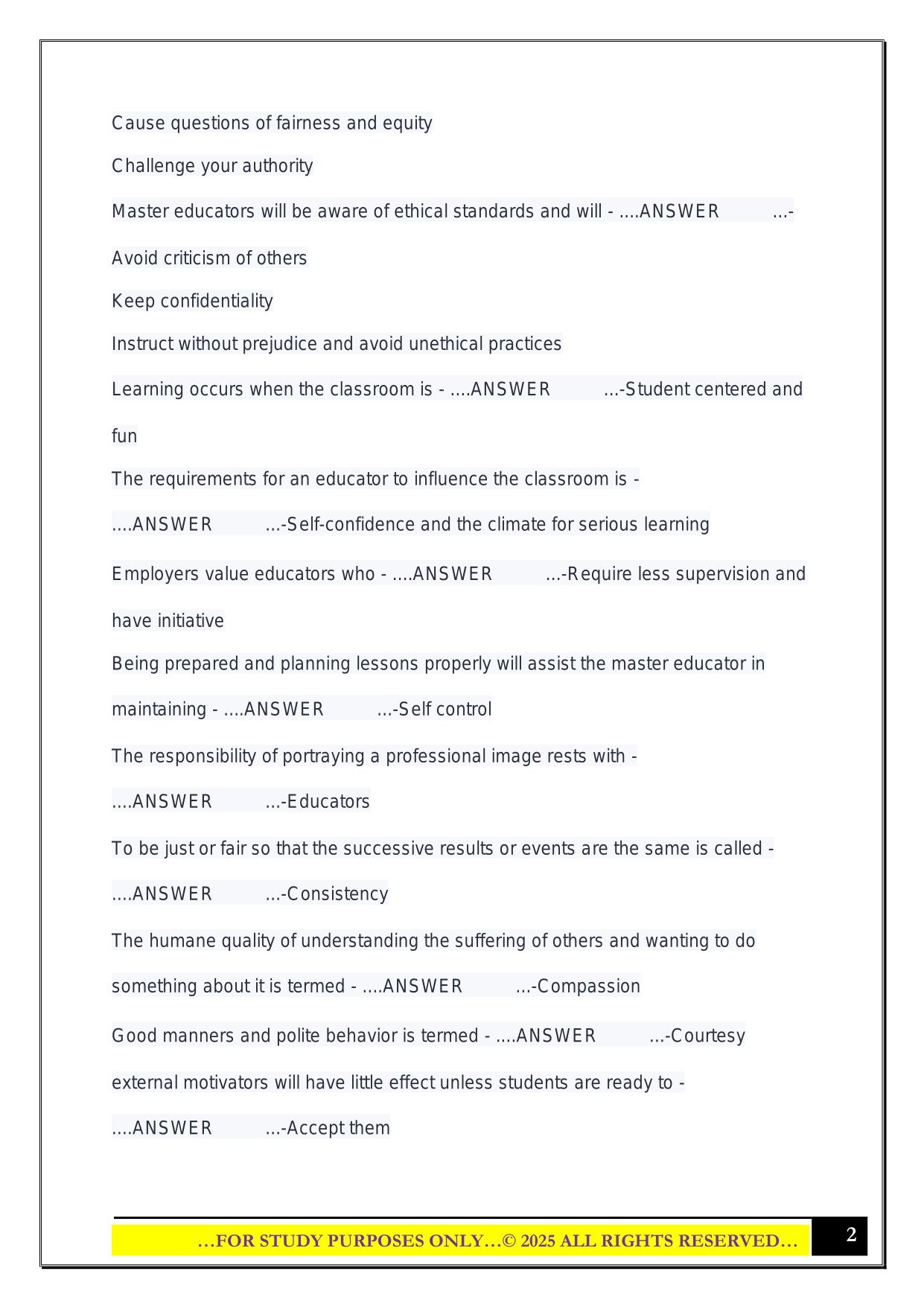 Master educator exam review 2025 Questions and Answers