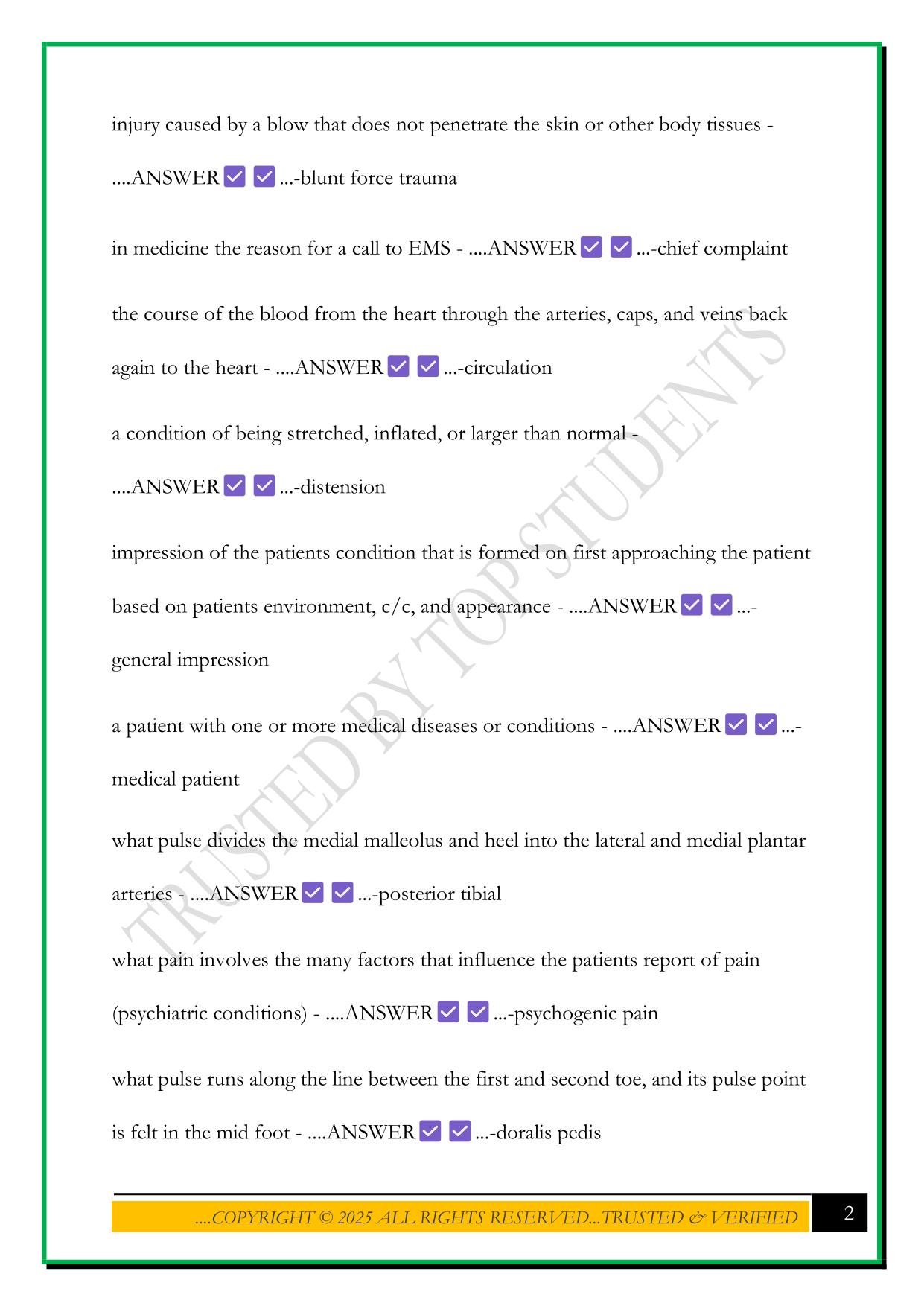NAVY HOSPITAL CORPSMAN, HCB TEST 2 2025 QUESTIONS AND ANSWERS
