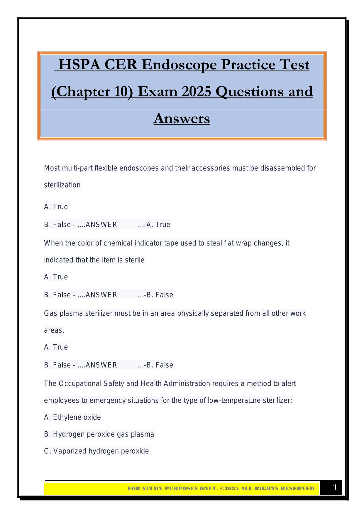 CER Bundled Exams 2025/2026 |Questions and Answers|100% Pass